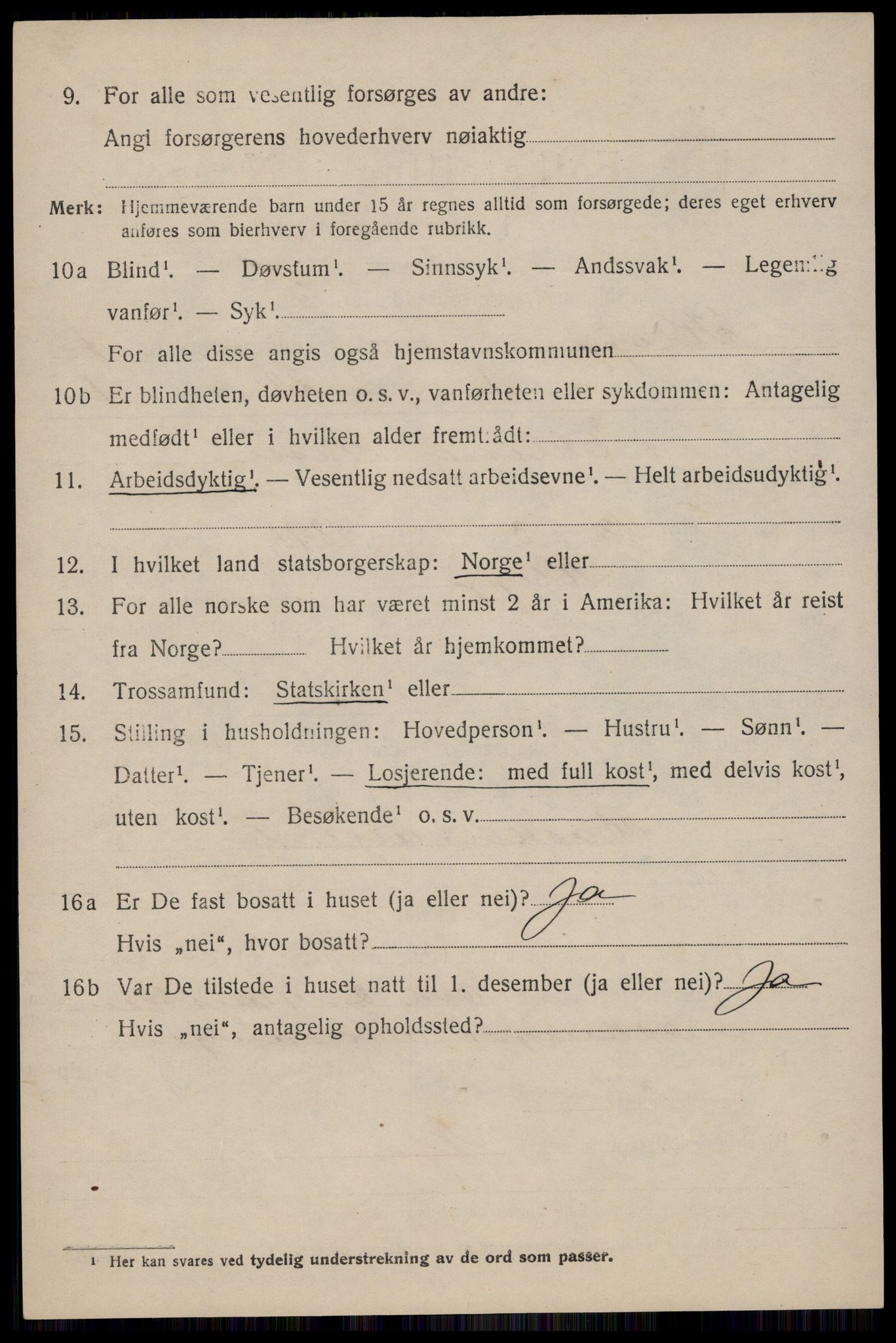 SAST, 1920 census for Klepp, 1920, p. 6583