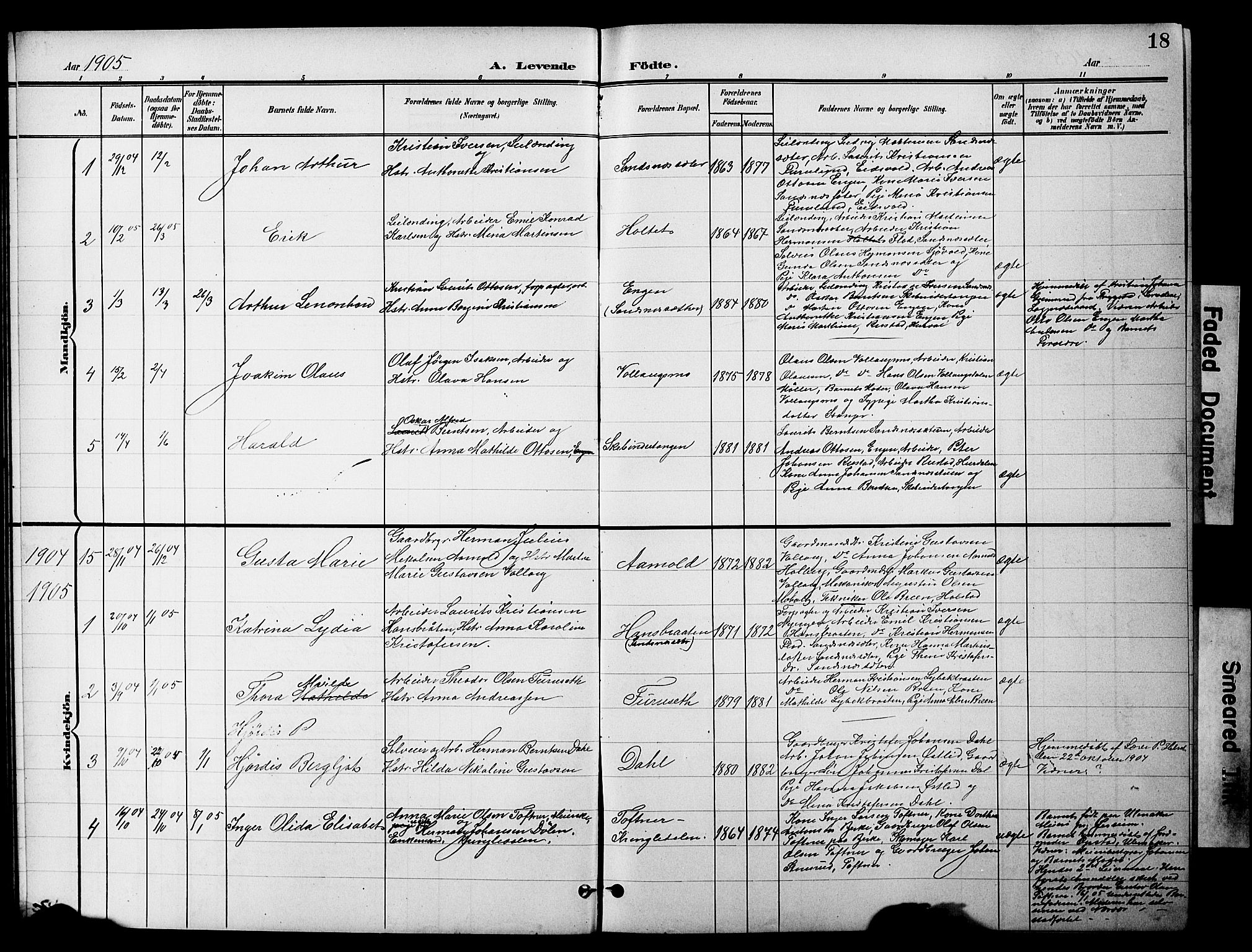 Nannestad prestekontor Kirkebøker, SAO/A-10414a/G/Gc/L0001: Parish register (copy) no. III 1, 1901-1916, p. 18