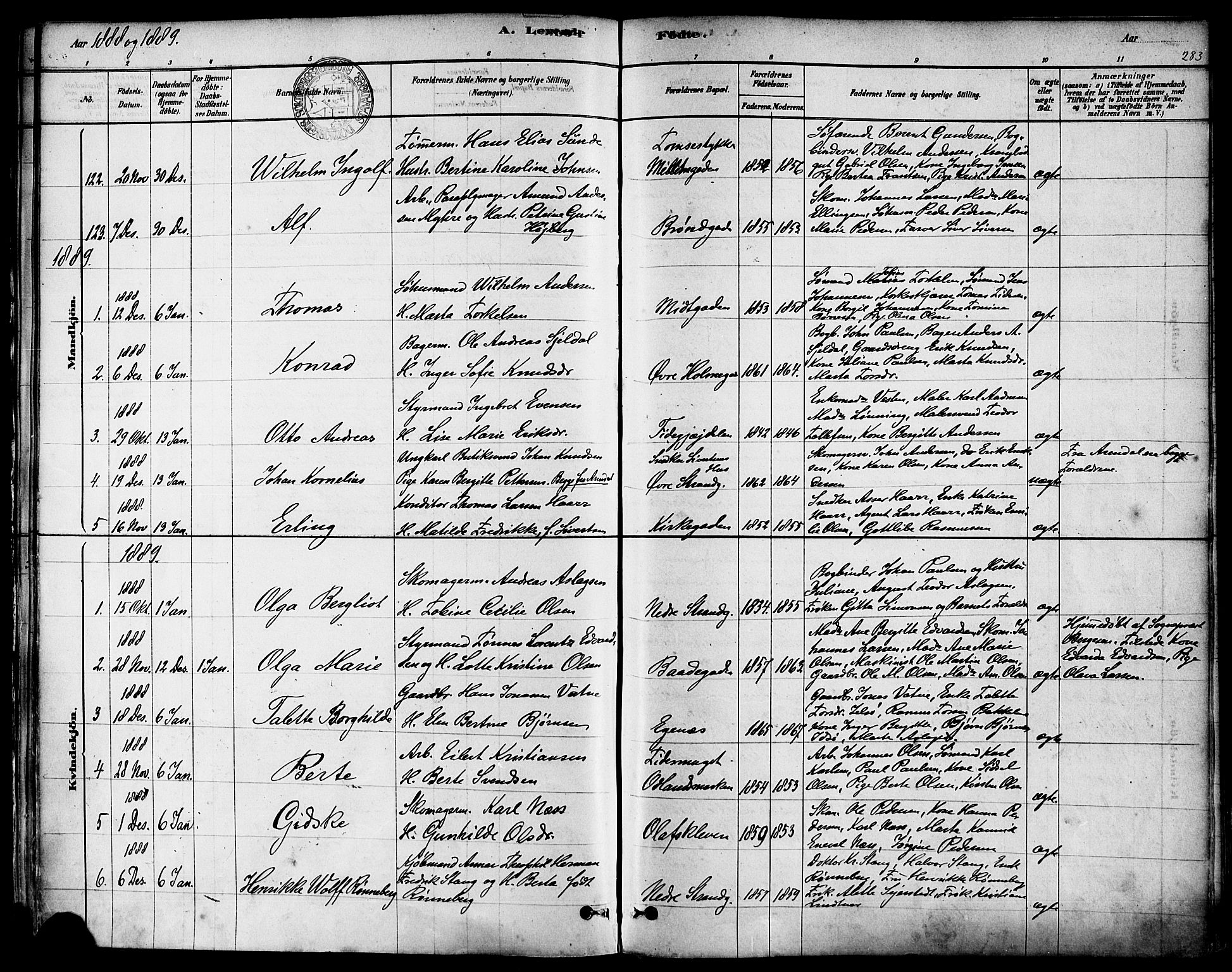 Domkirken sokneprestkontor, SAST/A-101812/001/30/30BA/L0026: Parish register (official) no. A 25, 1878-1889, p. 283
