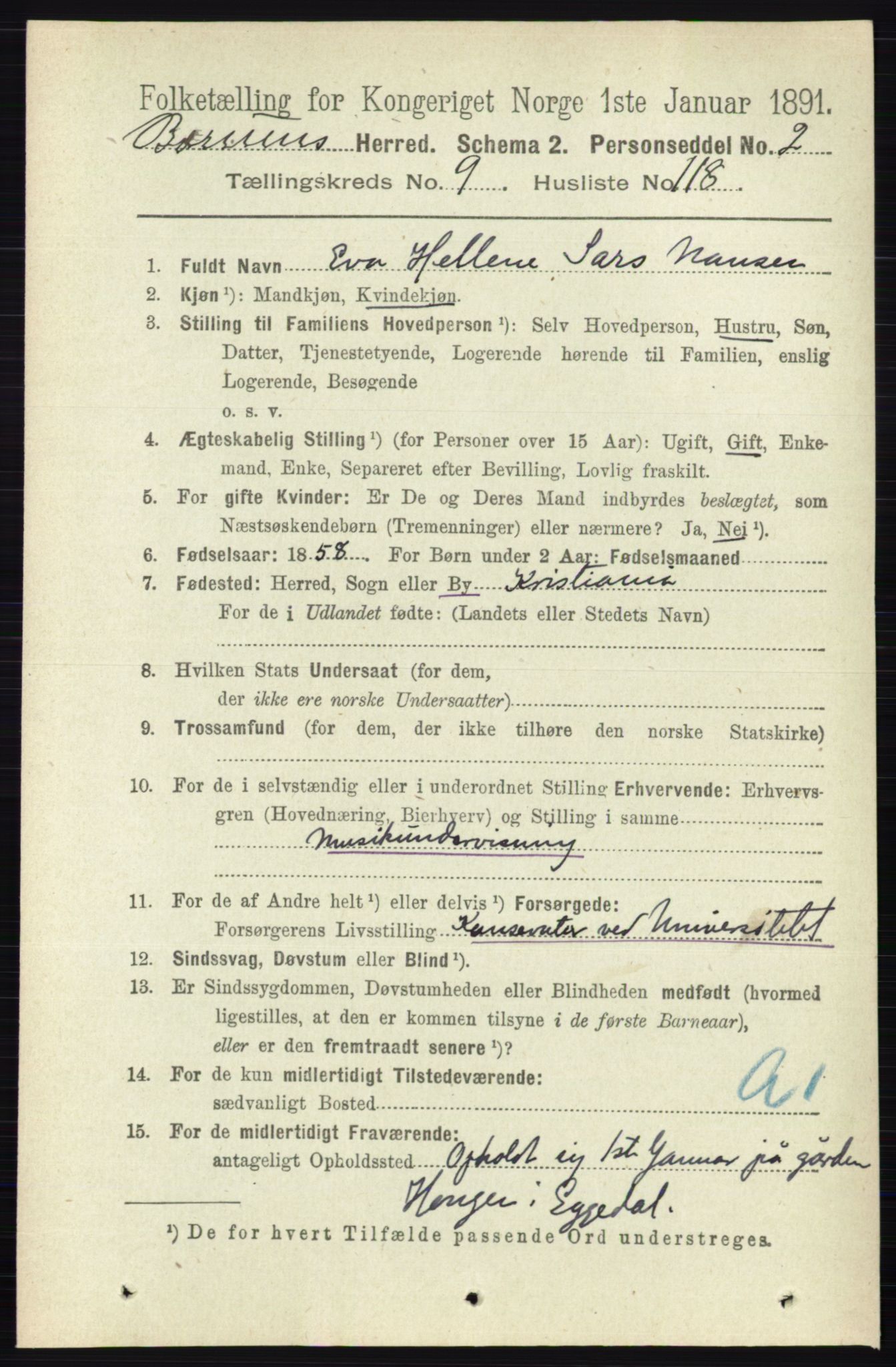 RA, 1891 census for 0219 Bærum, 1891, p. 6150