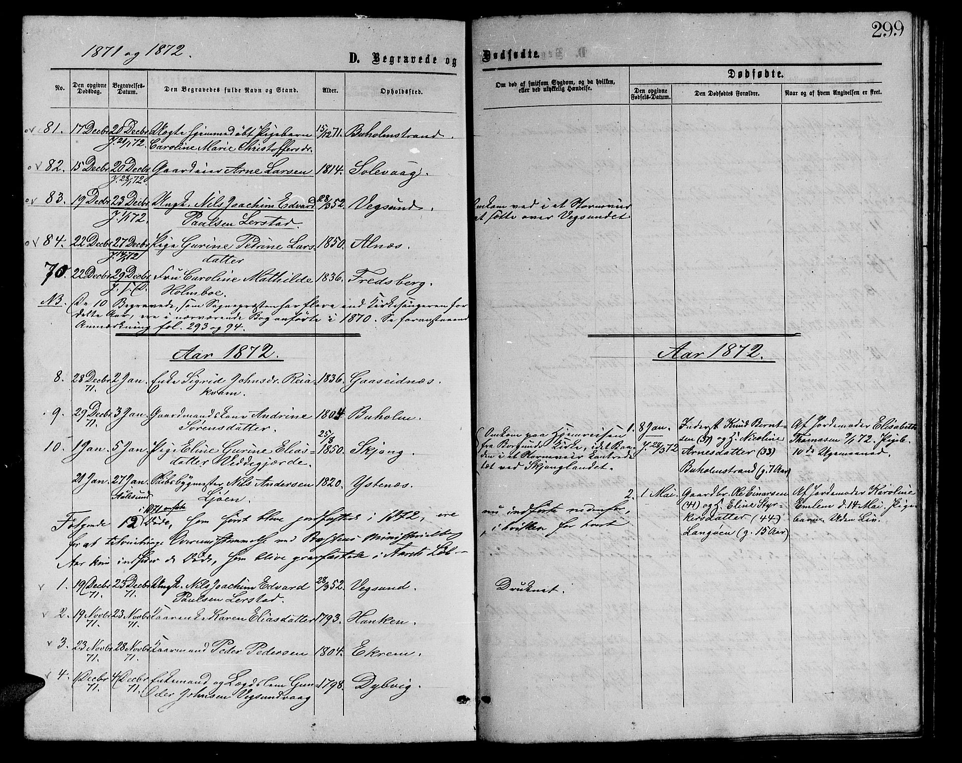 Ministerialprotokoller, klokkerbøker og fødselsregistre - Møre og Romsdal, AV/SAT-A-1454/528/L0428: Parish register (copy) no. 528C09, 1864-1880, p. 299