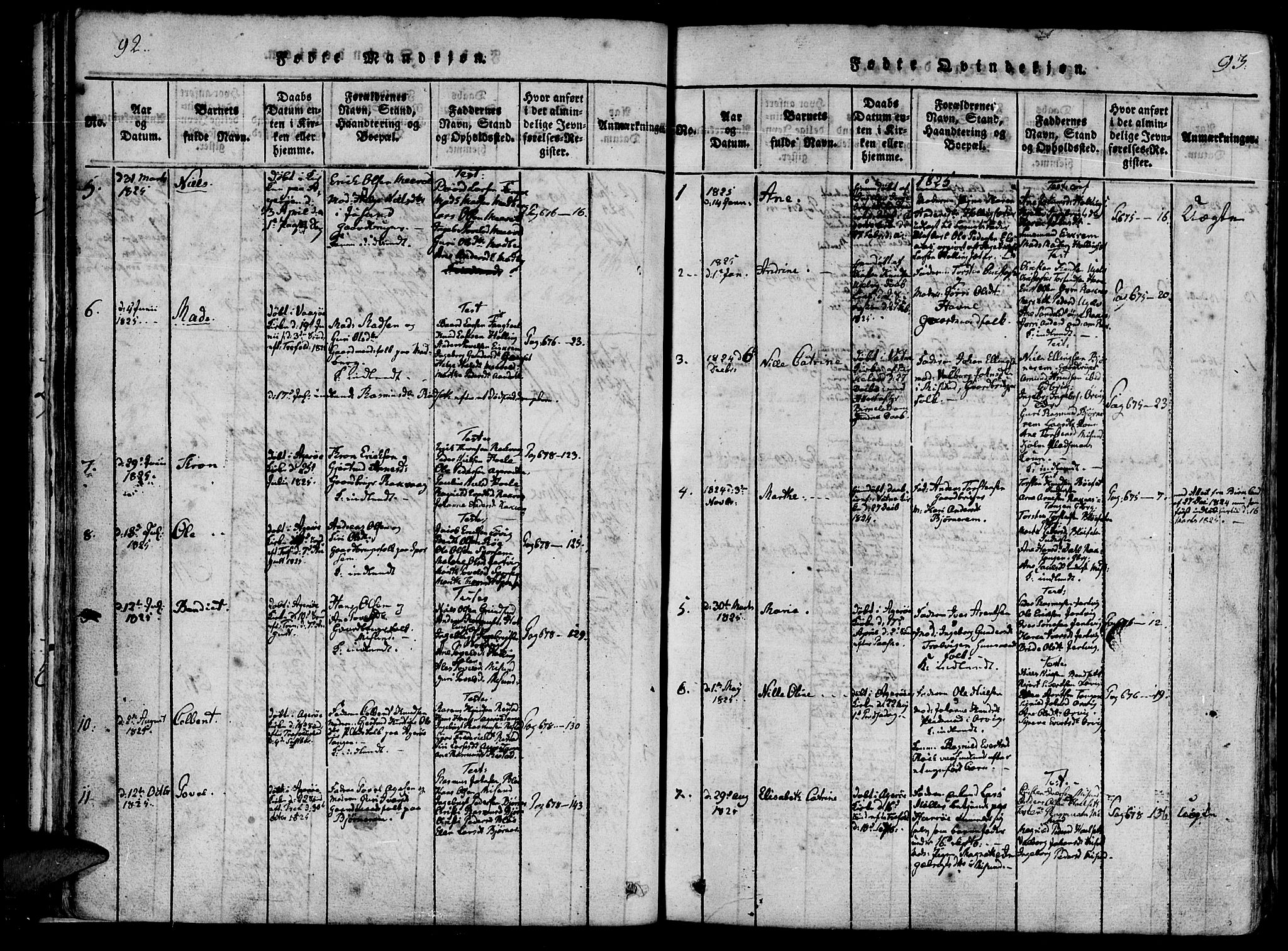 Ministerialprotokoller, klokkerbøker og fødselsregistre - Møre og Romsdal, AV/SAT-A-1454/560/L0718: Parish register (official) no. 560A02, 1817-1844, p. 92-93