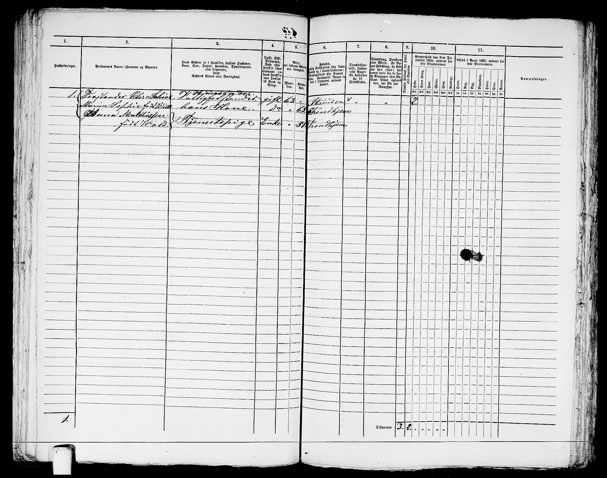 RA, 1865 census for Trondheim, 1865, p. 1298