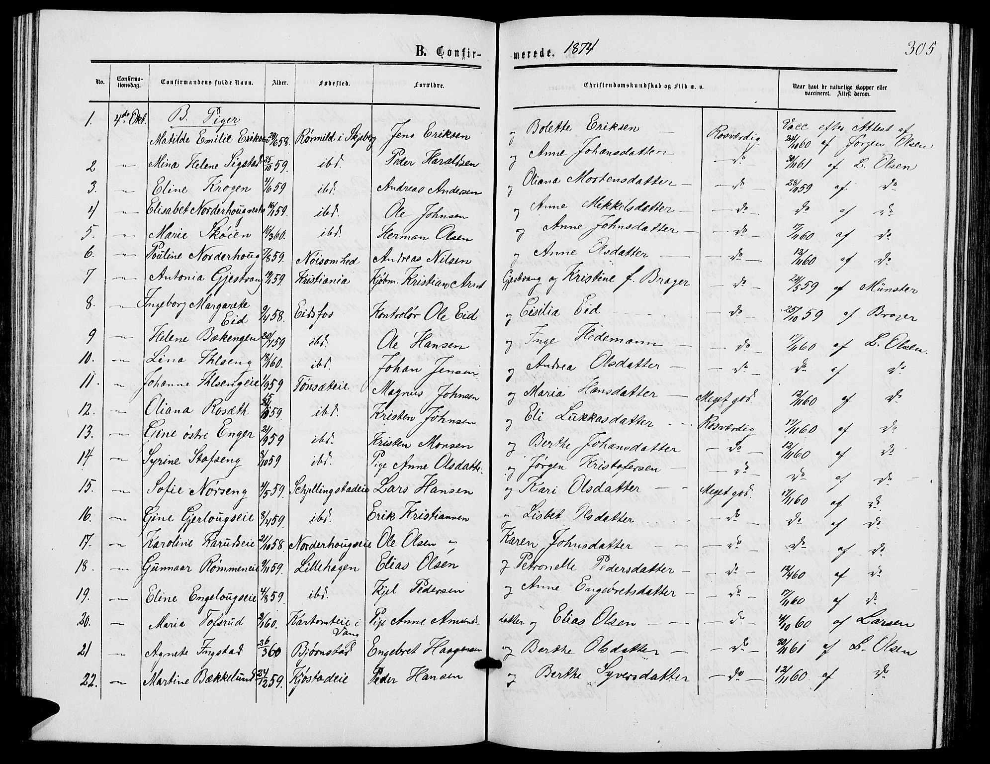 Løten prestekontor, AV/SAH-PREST-022/L/La/L0004: Parish register (copy) no. 4, 1863-1877, p. 305