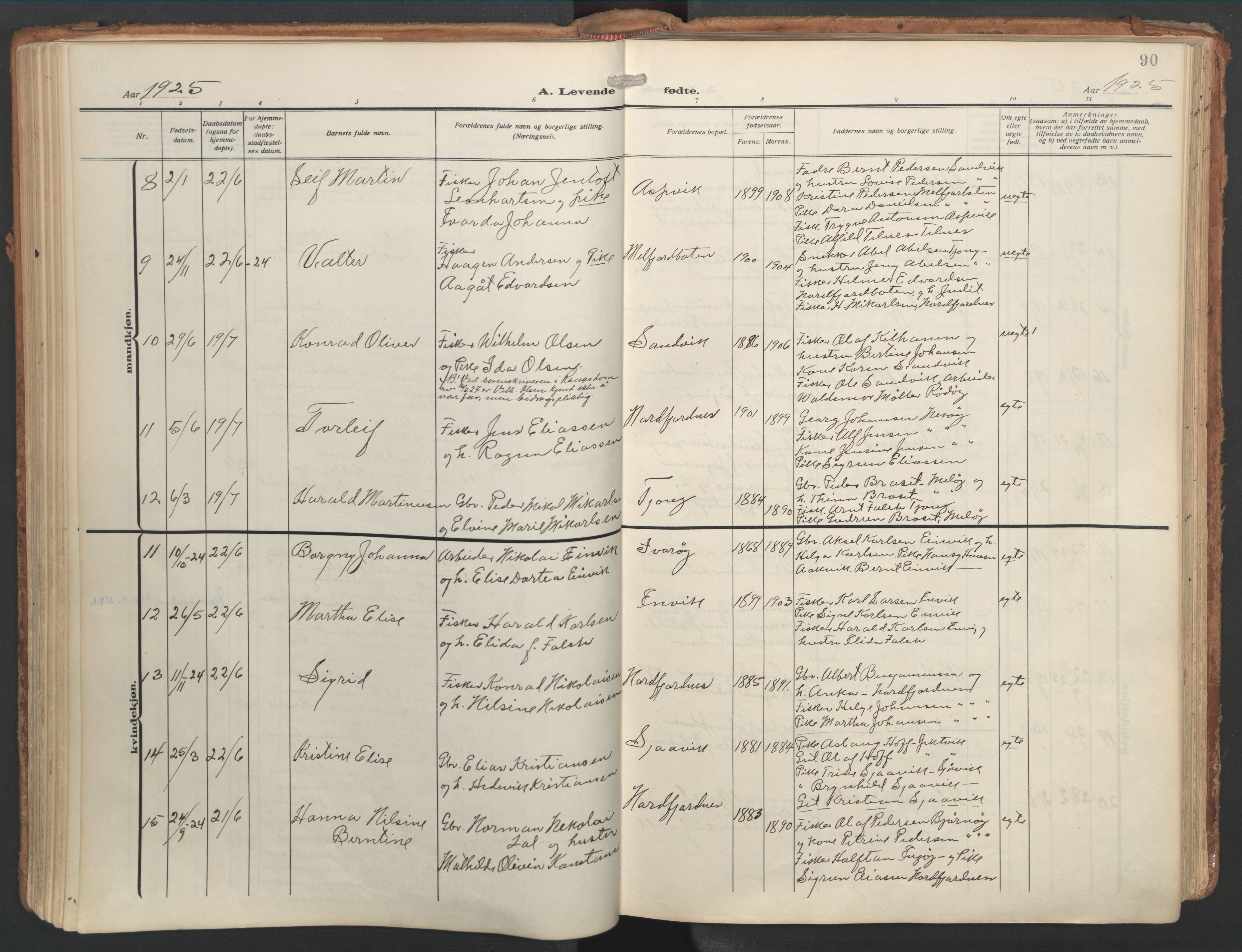 Ministerialprotokoller, klokkerbøker og fødselsregistre - Nordland, AV/SAT-A-1459/841/L0614: Parish register (official) no. 841A17, 1911-1925, p. 90