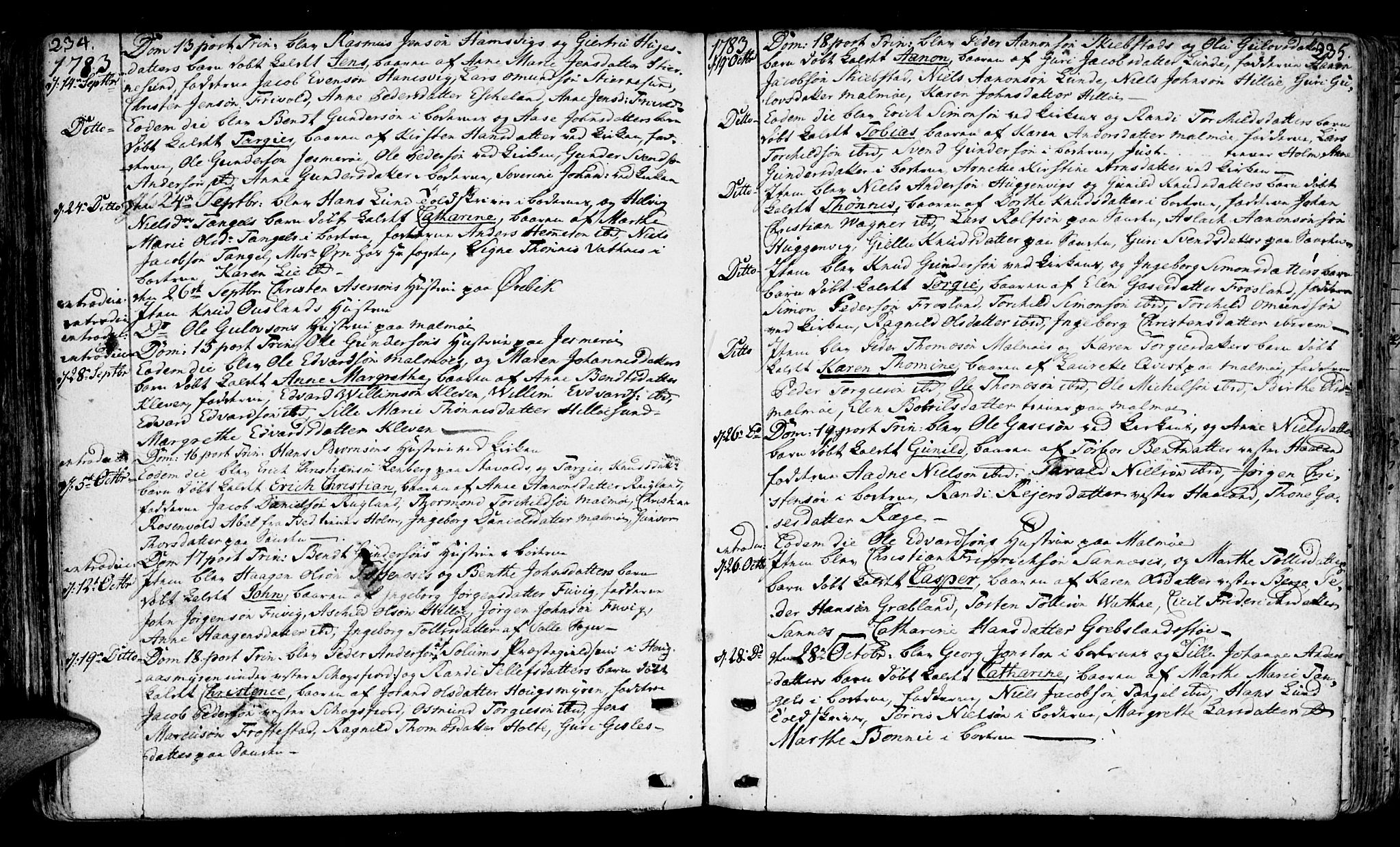 Mandal sokneprestkontor, AV/SAK-1111-0030/F/Fa/Faa/L0003: Parish register (official) no. A 3, 1748-1794, p. 234-235