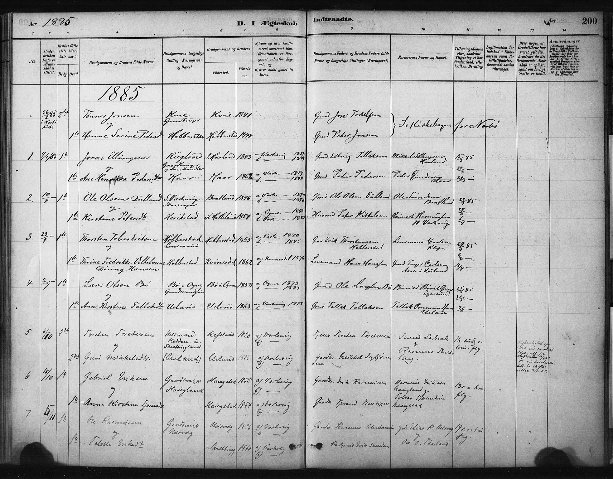 Hå sokneprestkontor, AV/SAST-A-101801/001/30BA/L0011: Parish register (official) no. A 10, 1879-1900, p. 200