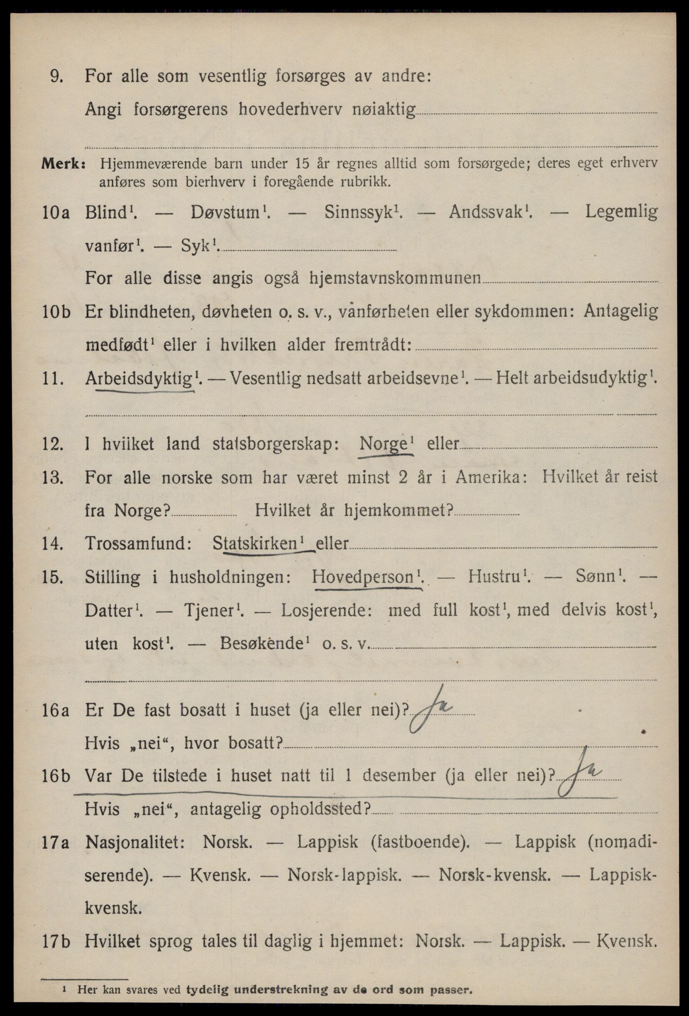 SAT, 1920 census for Orkland, 1920, p. 3639