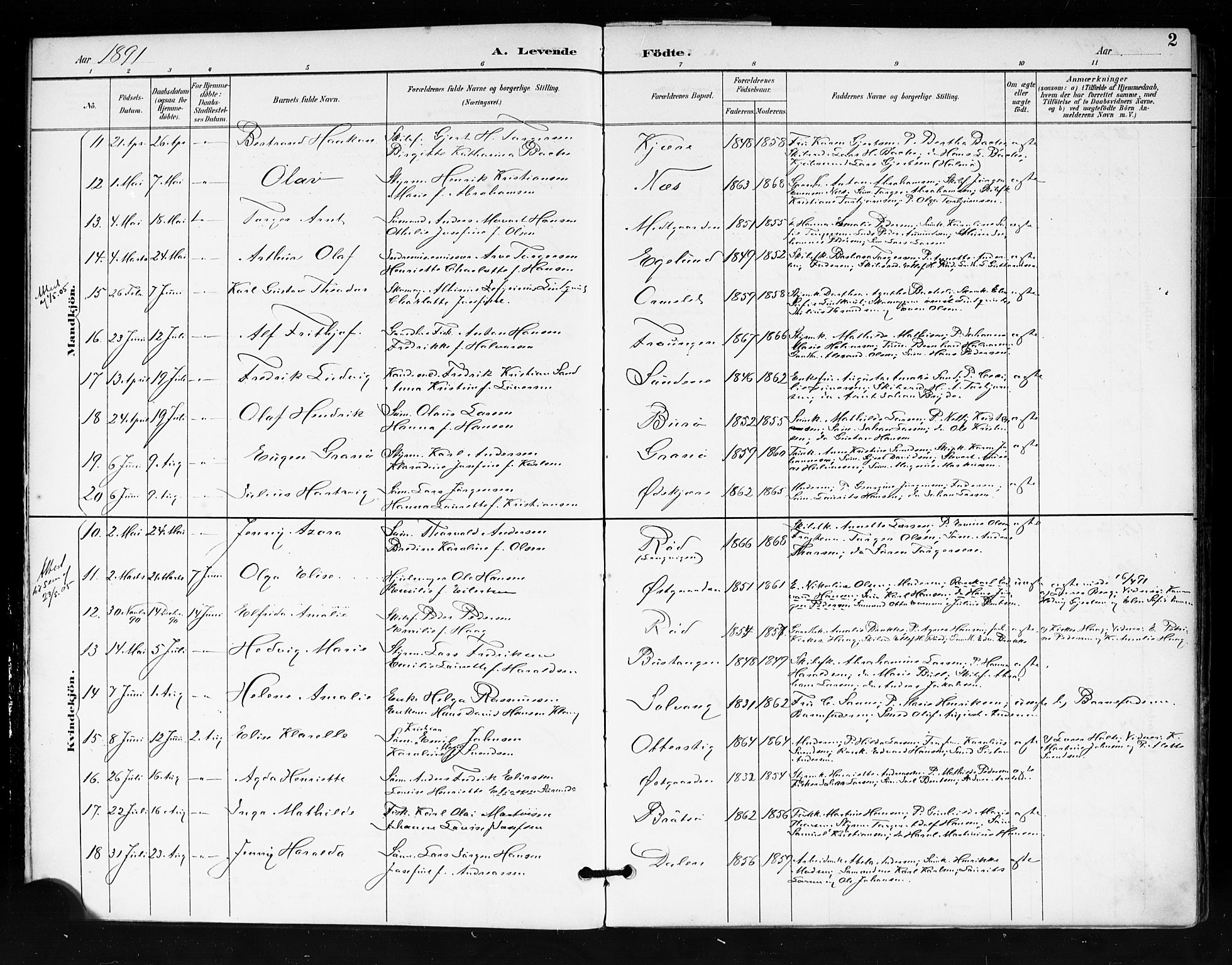 Tjøme kirkebøker, SAKO/A-328/F/Fa/L0003: Parish register (official) no. 3, 1891-1900, p. 2