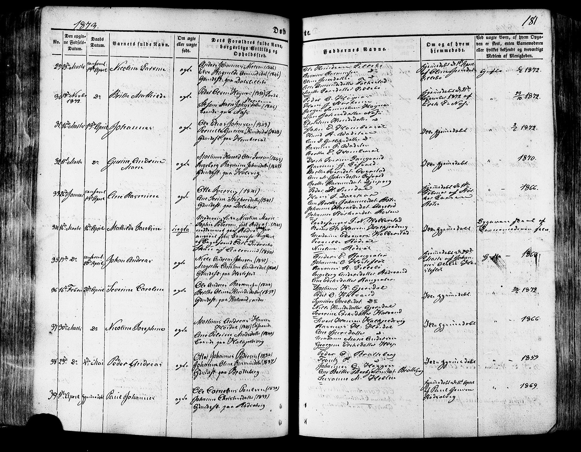 Ministerialprotokoller, klokkerbøker og fødselsregistre - Møre og Romsdal, AV/SAT-A-1454/511/L0140: Parish register (official) no. 511A07, 1851-1878, p. 181