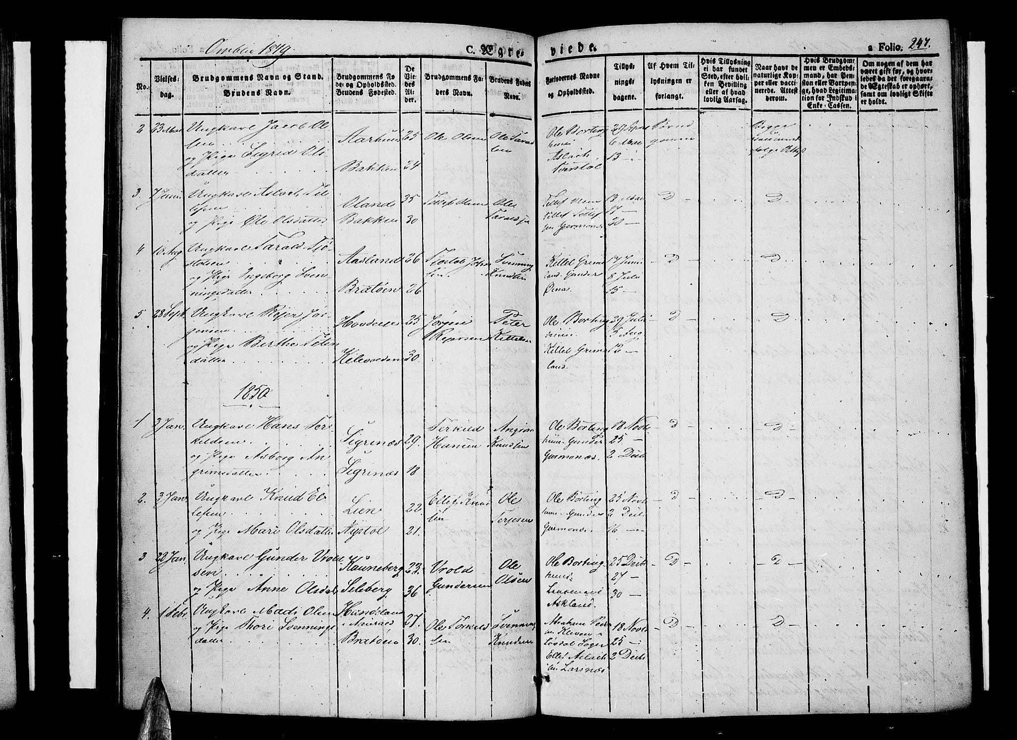 Åmli sokneprestkontor, AV/SAK-1111-0050/F/Fa/Fac/L0007: Parish register (official) no. A 7 /1, 1829-1851, p. 247