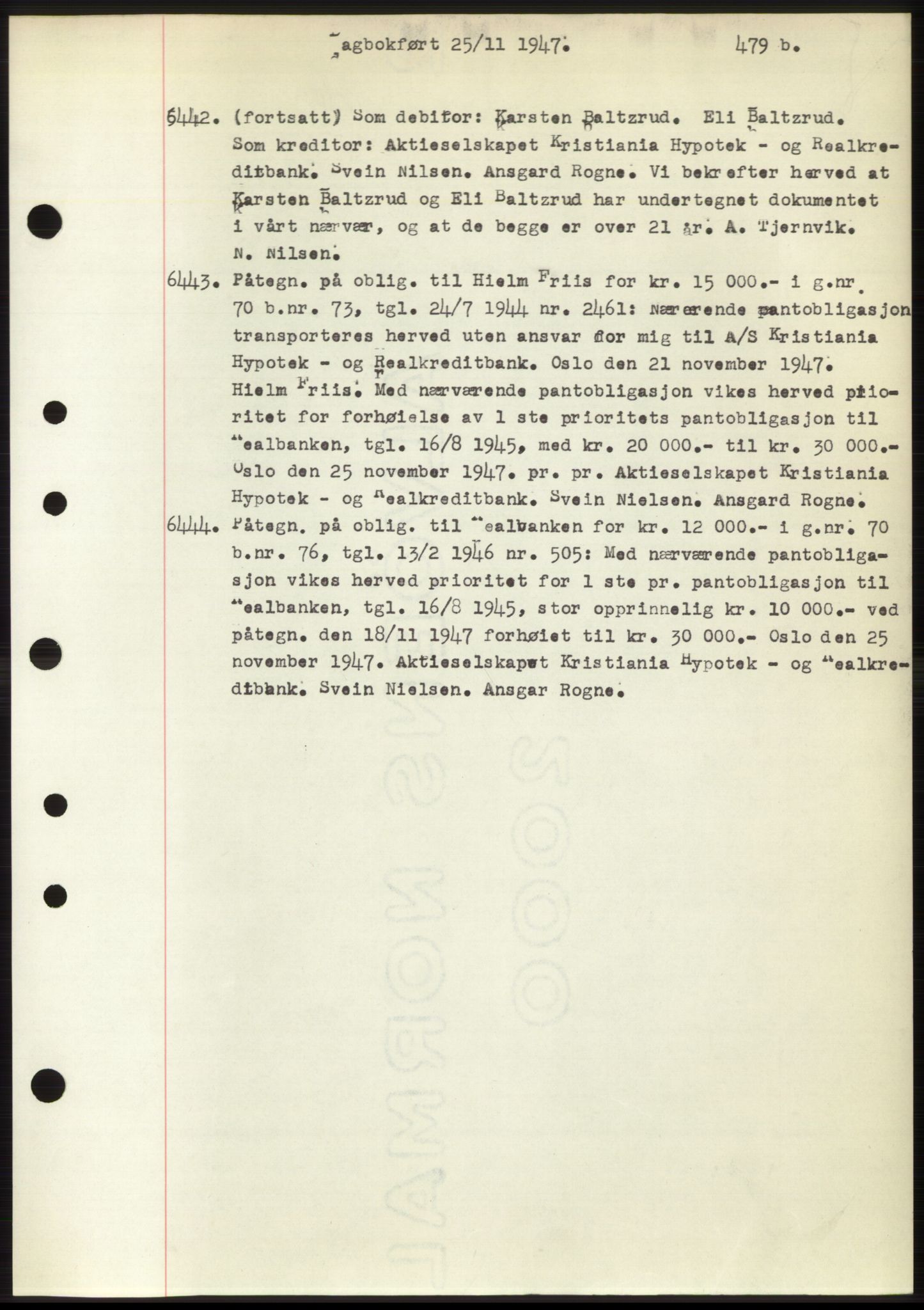 Aker herredsskriveri, AV/SAO-A-10896/G/Gb/Gbb/Gbbc/L0018: Mortgage book no. B84, 1947-1947, Diary no: : 6442/1947