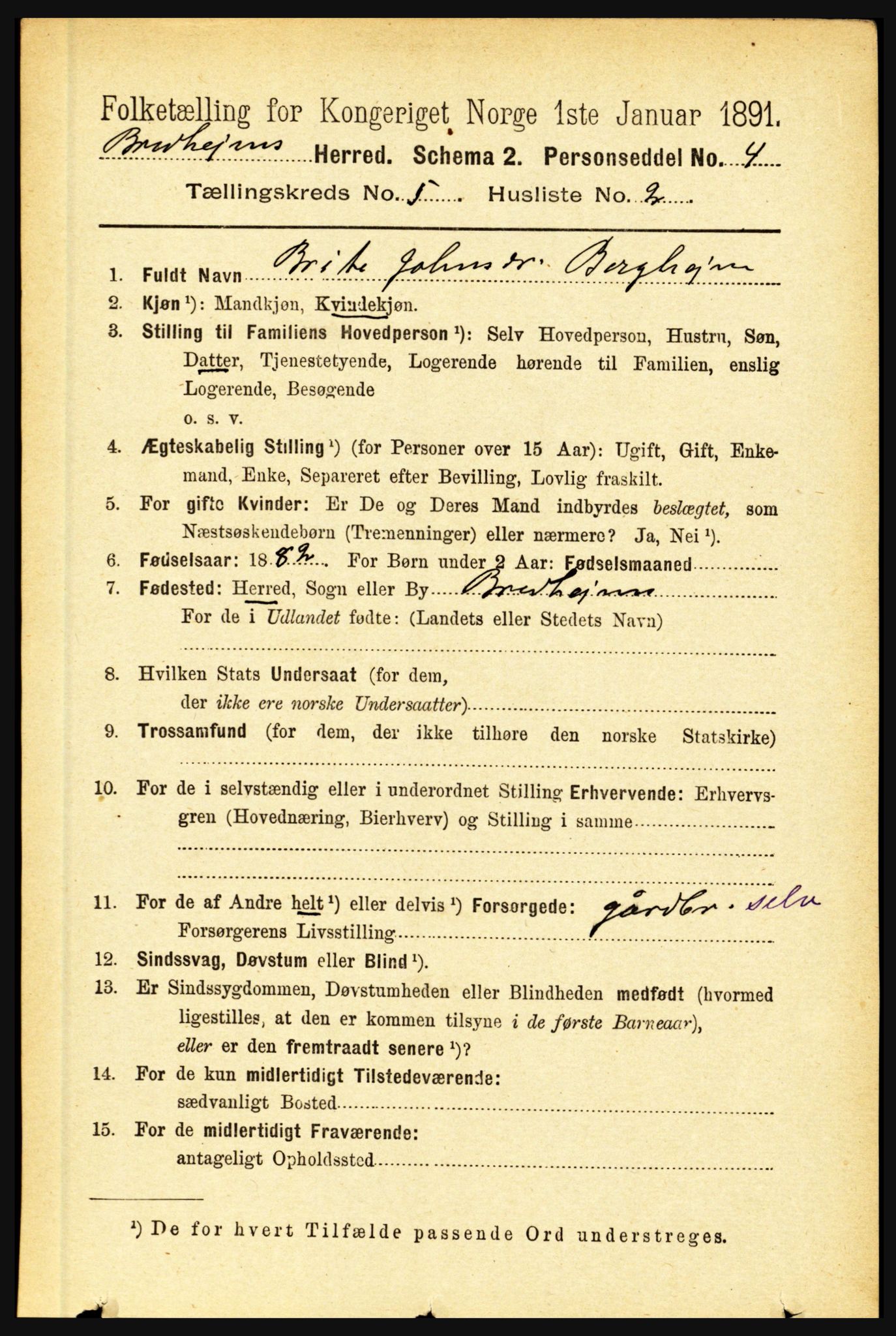 RA, 1891 census for 1446 Breim, 1891, p. 1748