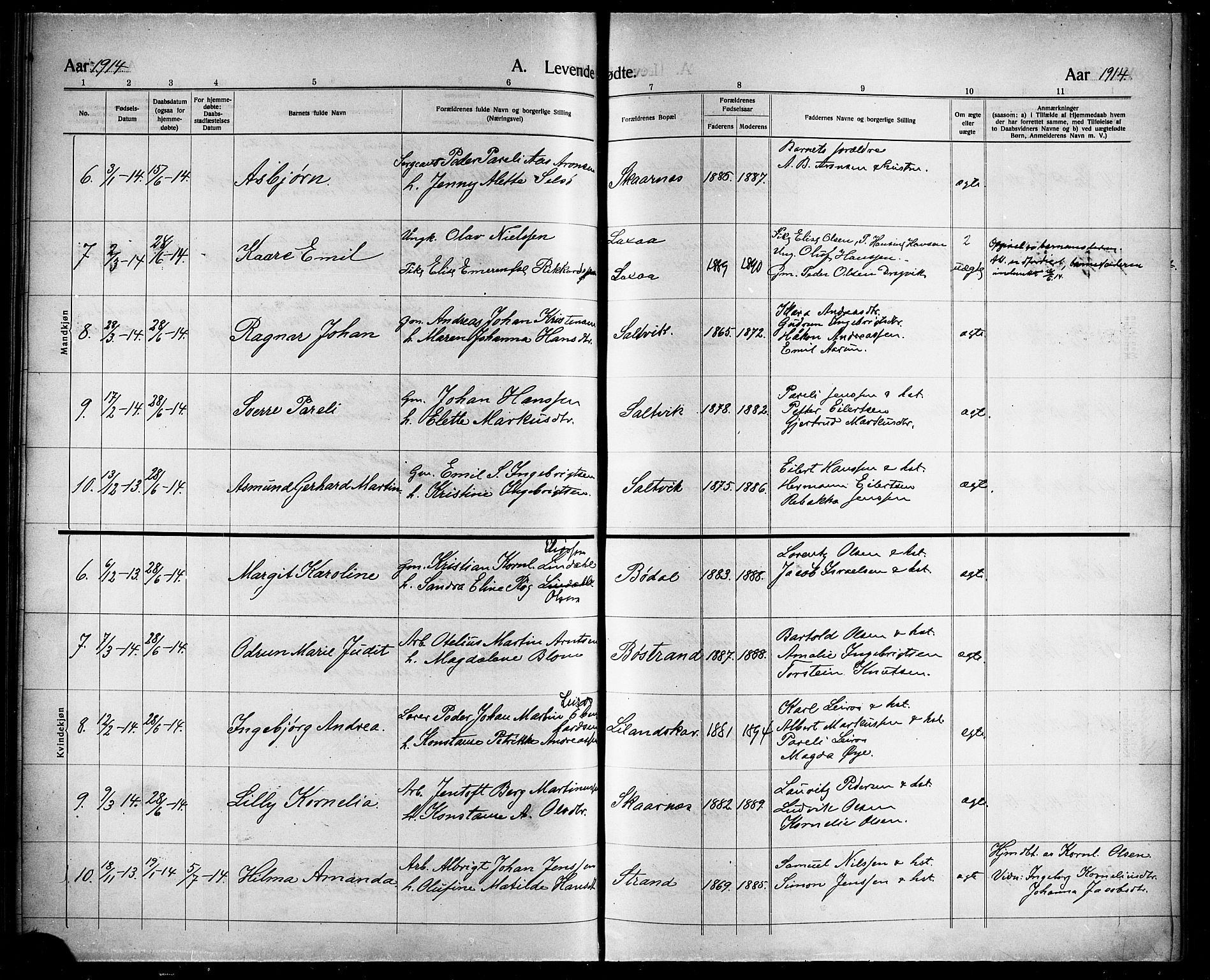 Ministerialprotokoller, klokkerbøker og fødselsregistre - Nordland, AV/SAT-A-1459/863/L0916: Parish register (copy) no. 863C06, 1907-1921