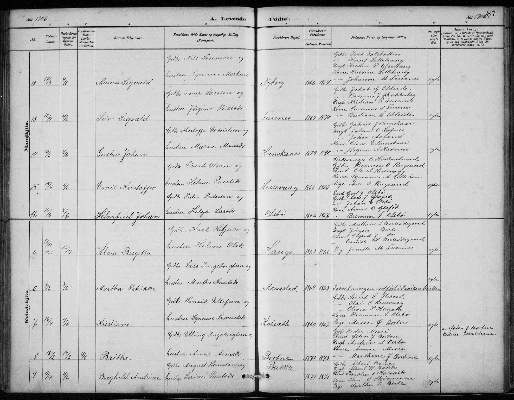 Davik sokneprestembete, AV/SAB-A-79701/H/Hab/Habc/L0002: Parish register (copy) no. C 2, 1889-1906, p. 87