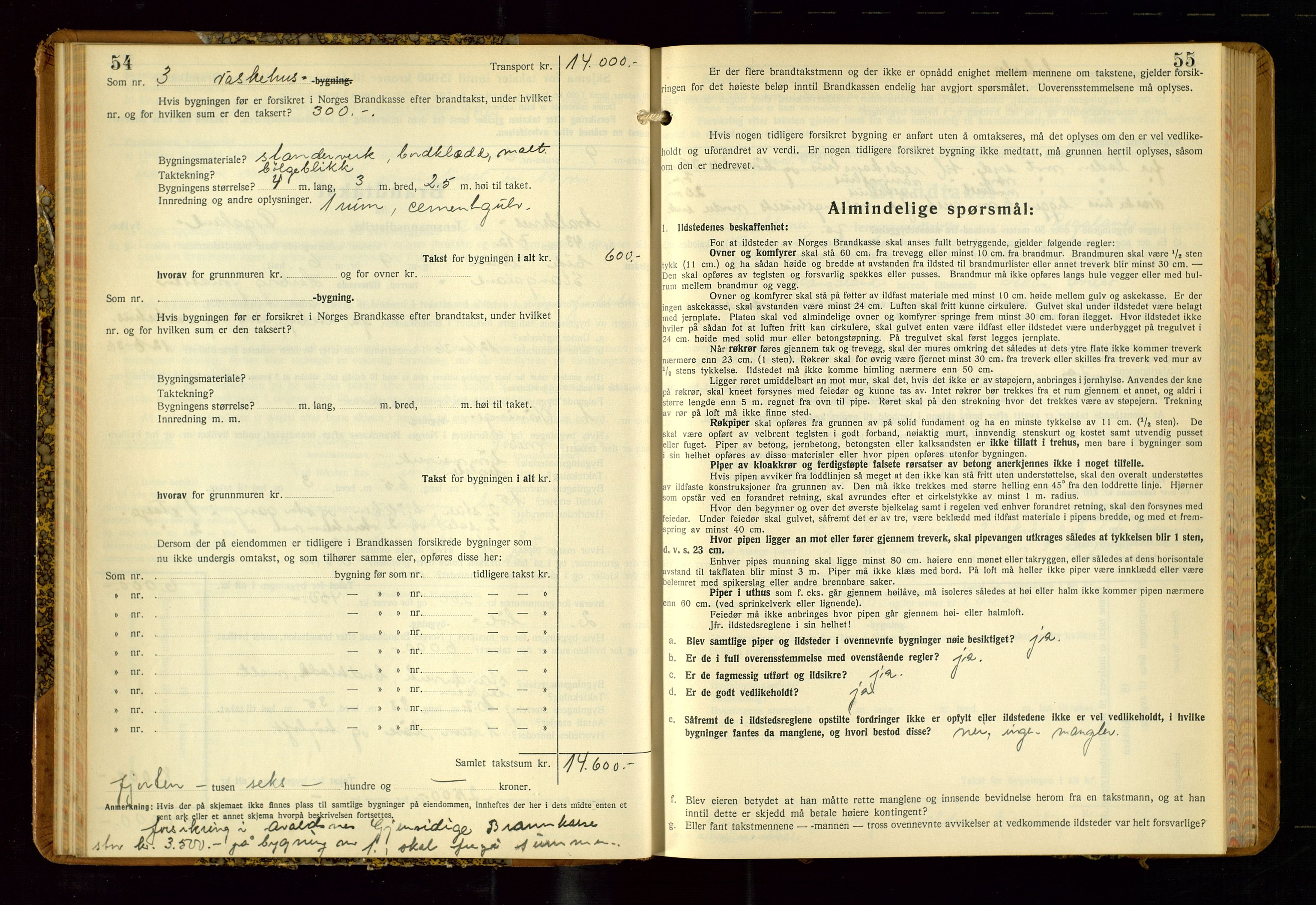 Avaldsnes lensmannskontor, AV/SAST-A-100286/Gob/L0002: "Branntakstprotokoll for Avaldsnes lensmannsdistrikt Rogaland fylke", 1940-1950, p. 54-55