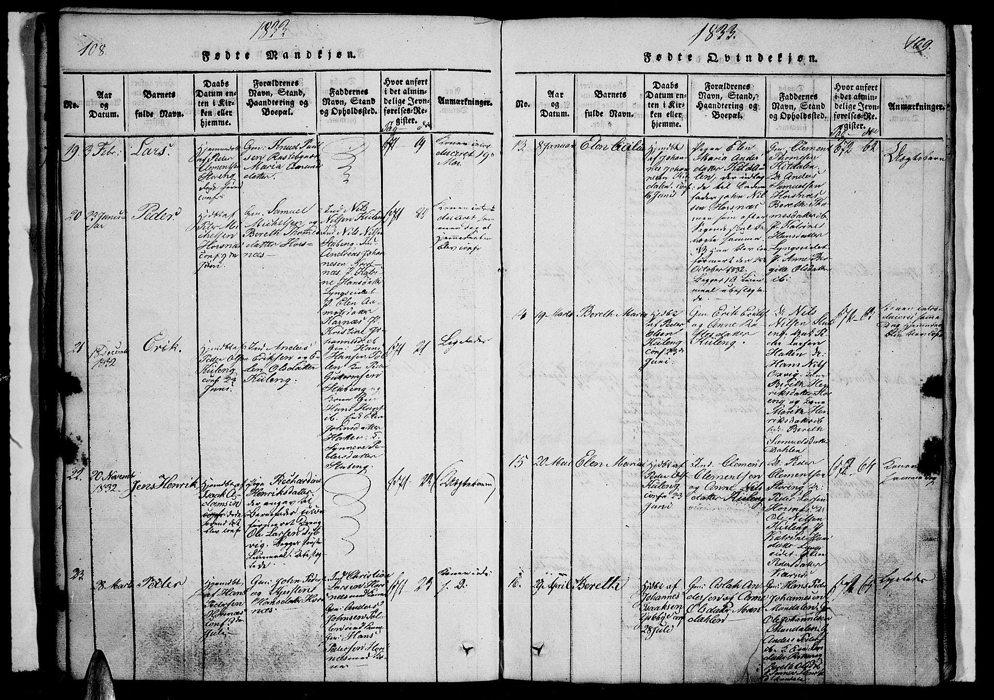 Lyngen sokneprestembete, AV/SATØ-S-1289/H/He/Heb/L0001klokker: Parish register (copy) no. 1, 1826-1838, p. 108-109