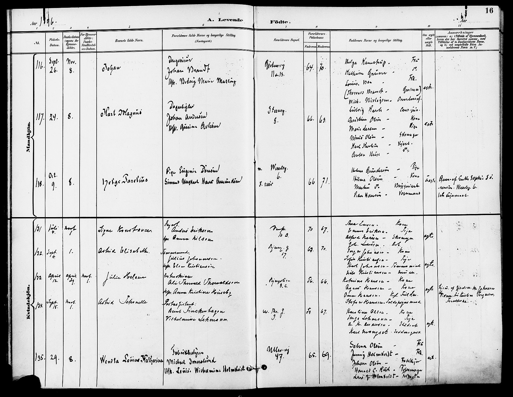 Gamle Aker prestekontor Kirkebøker, AV/SAO-A-10617a/F/L0011: Parish register (official) no. 11, 1896-1901, p. 16