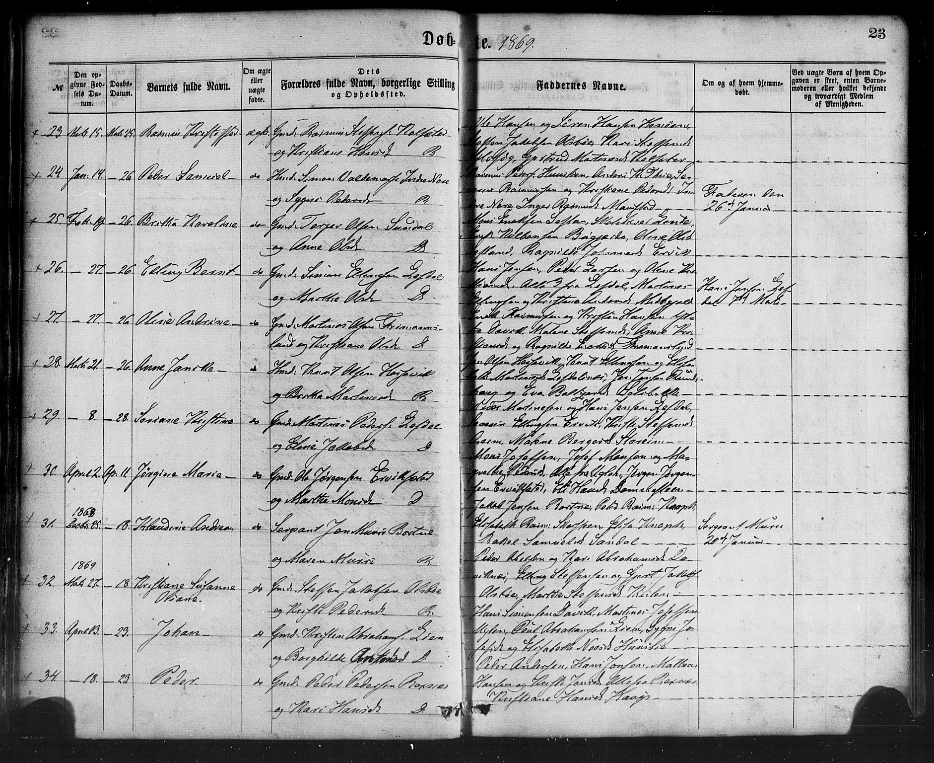 Davik sokneprestembete, AV/SAB-A-79701/H/Haa/Haaa/L0006: Parish register (official) no. A 6, 1867-1881, p. 23