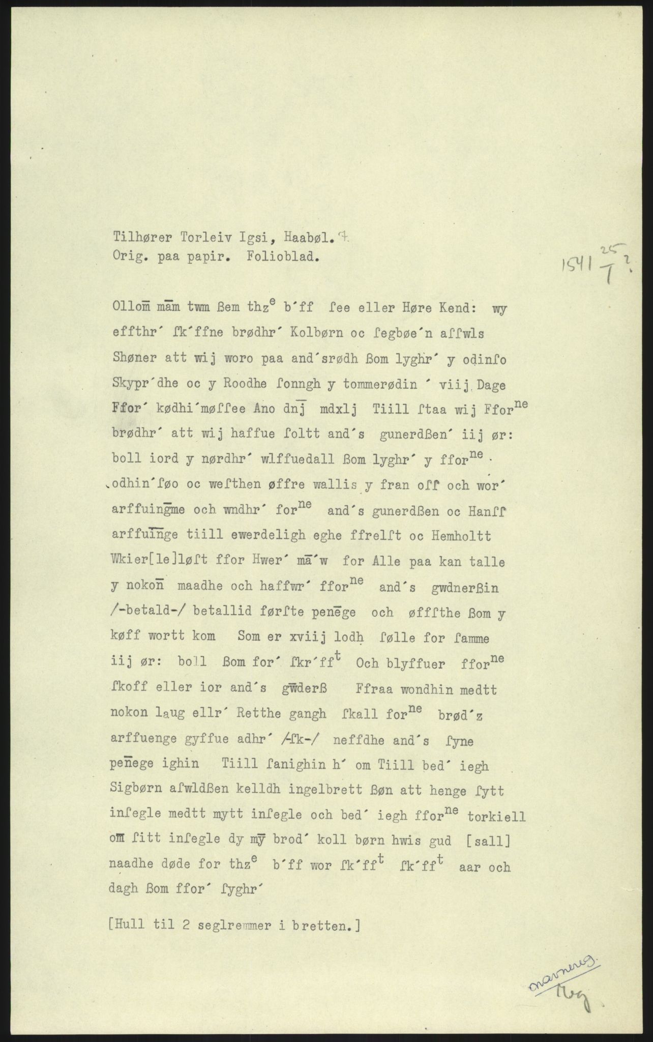 Samlinger til kildeutgivelse, Diplomavskriftsamlingen, RA/EA-4053/H/Ha, p. 11