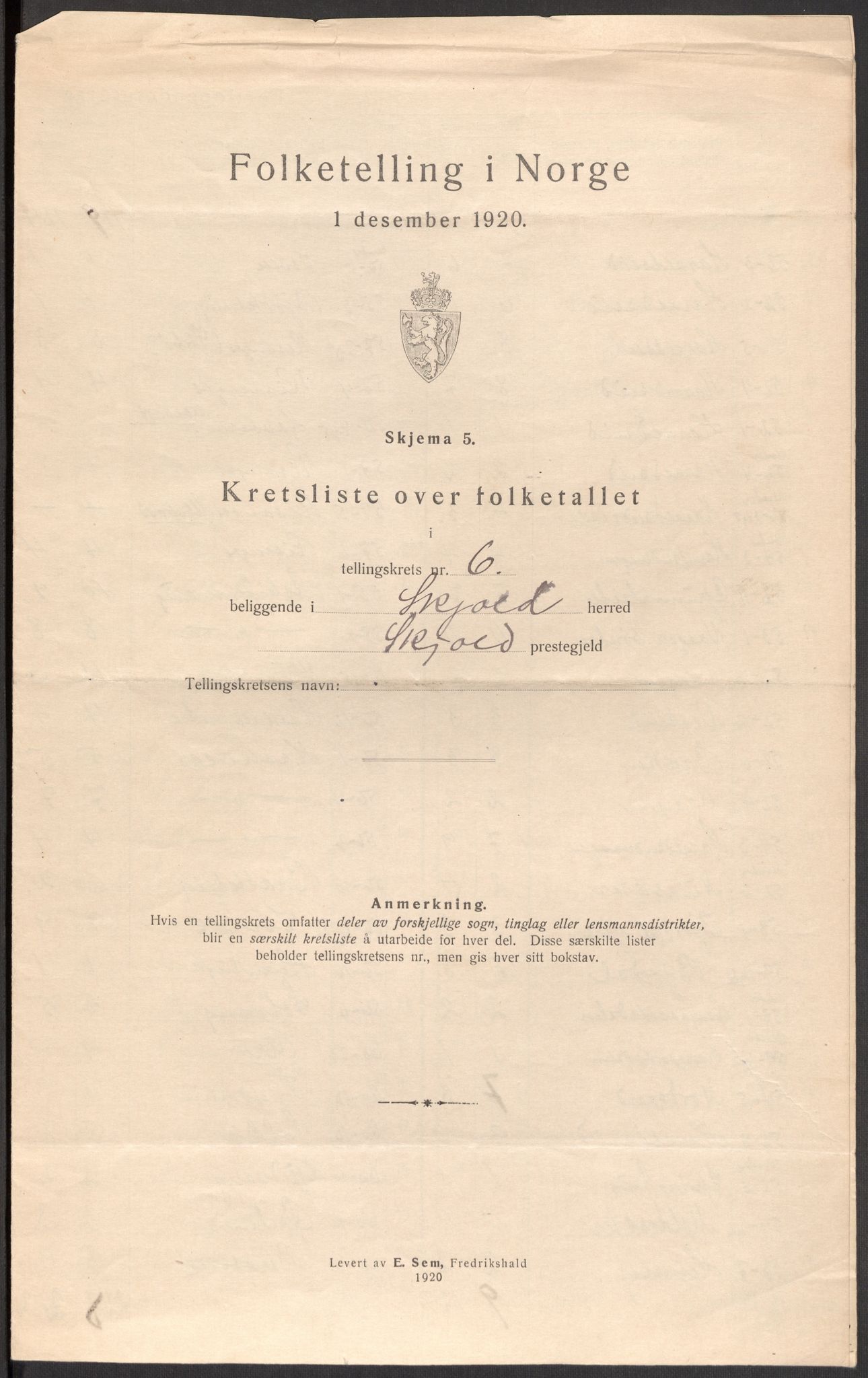 SAST, 1920 census for Skjold, 1920, p. 22