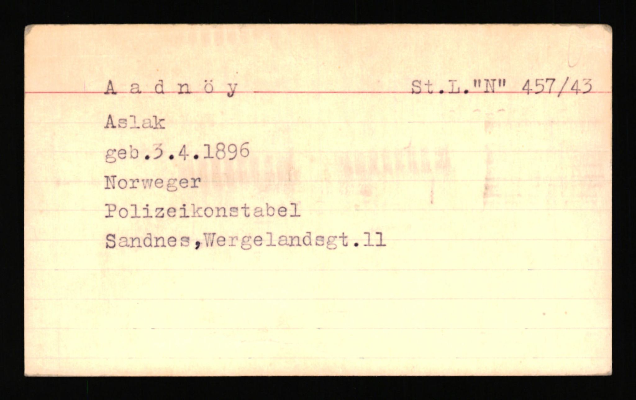 SS- und Polizeigericht Nord (IX), AV/RA-RAFA-3182/0001/C/Ca/L0001: kartotekkort for personer alfabetisk på etternavn: A-C, 1940-1945, p. 2