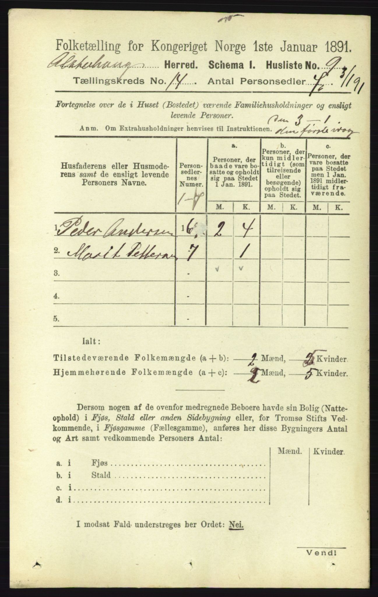 RA, 1891 census for 1820 Alstahaug, 1891, p. 4895