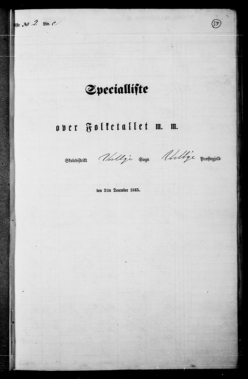 RA, 1865 census for Vestby, 1865, p. 37