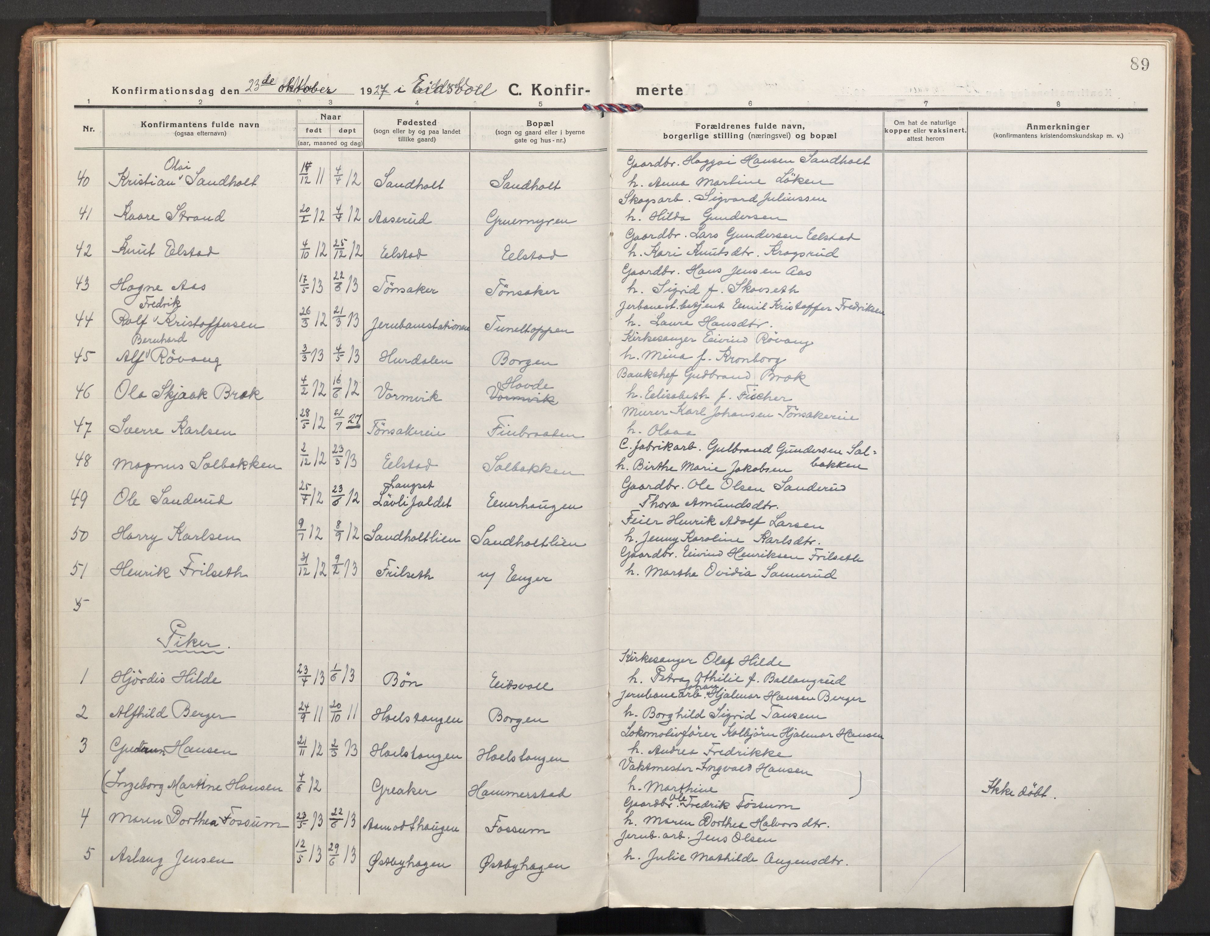 Eidsvoll prestekontor Kirkebøker, SAO/A-10888/F/Fa: Parish register (official) no. I 9, 1918-1935, p. 89