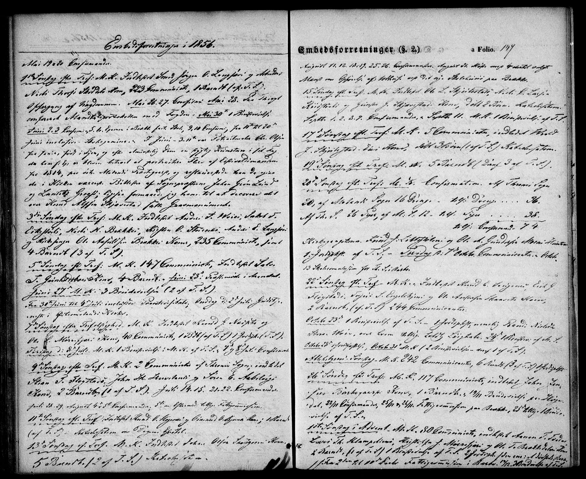 Austre Moland sokneprestkontor, AV/SAK-1111-0001/F/Fa/Faa/L0007: Parish register (official) no. A 7, 1847-1857, p. 147