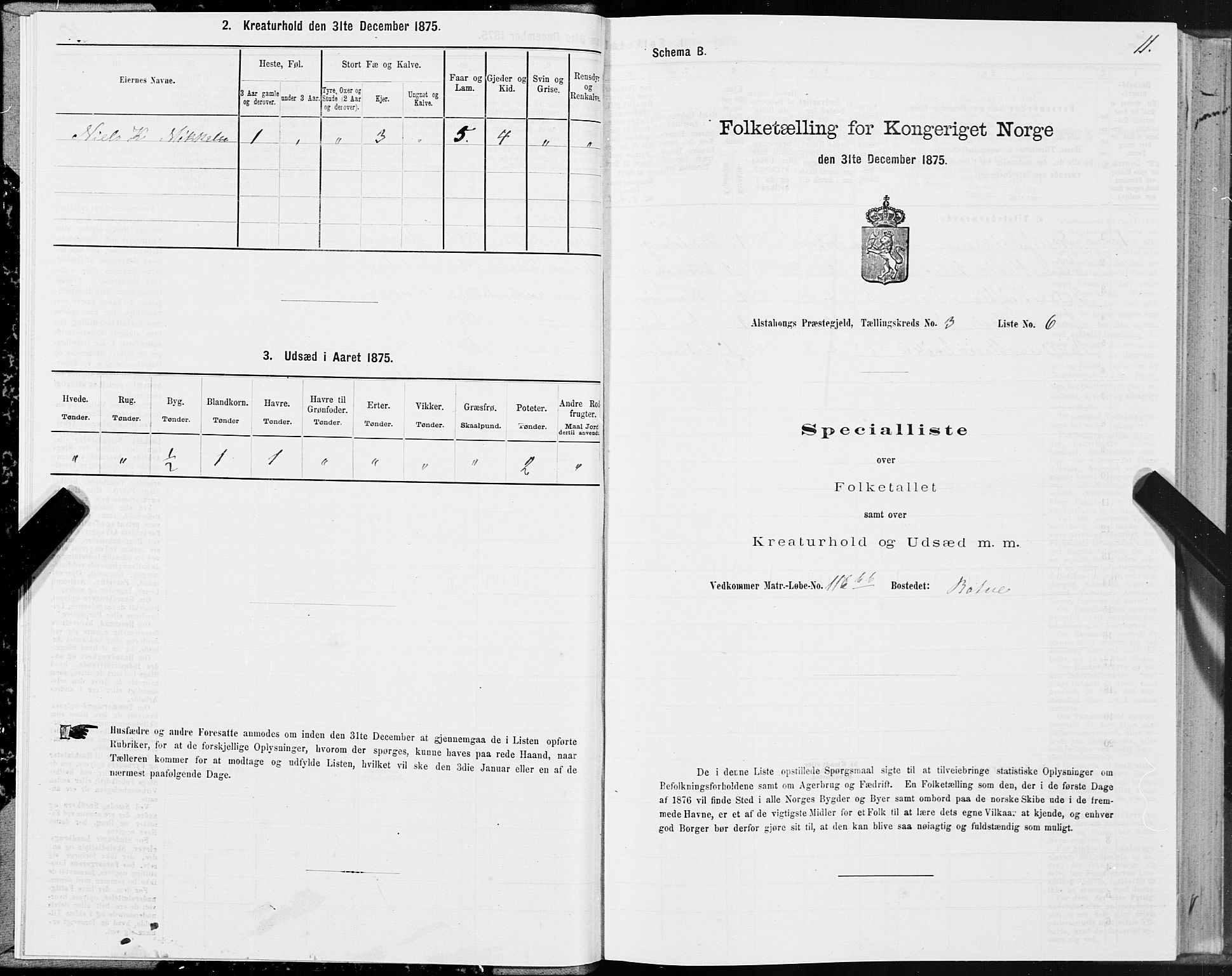 SAT, 1875 census for 1820P Alstahaug, 1875, p. 3011