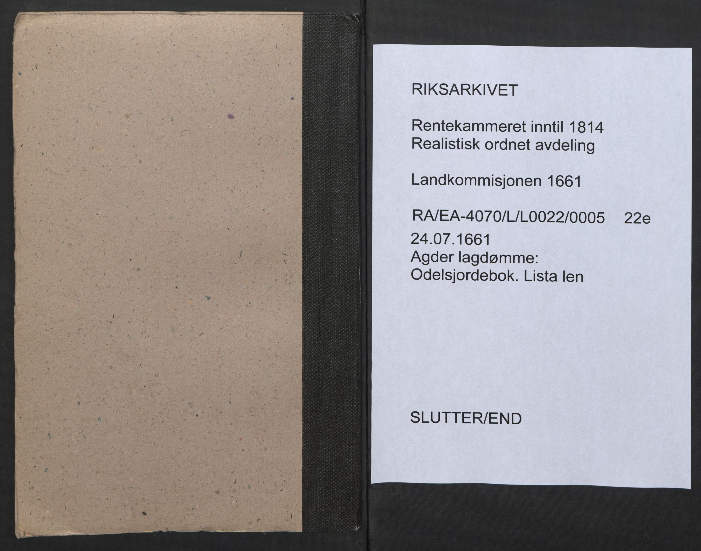 Rentekammeret inntil 1814, Realistisk ordnet avdeling, AV/RA-EA-4070/L/L0022/0005: Agder lagdømme: / Odelsjordebok. Lista len, 1661