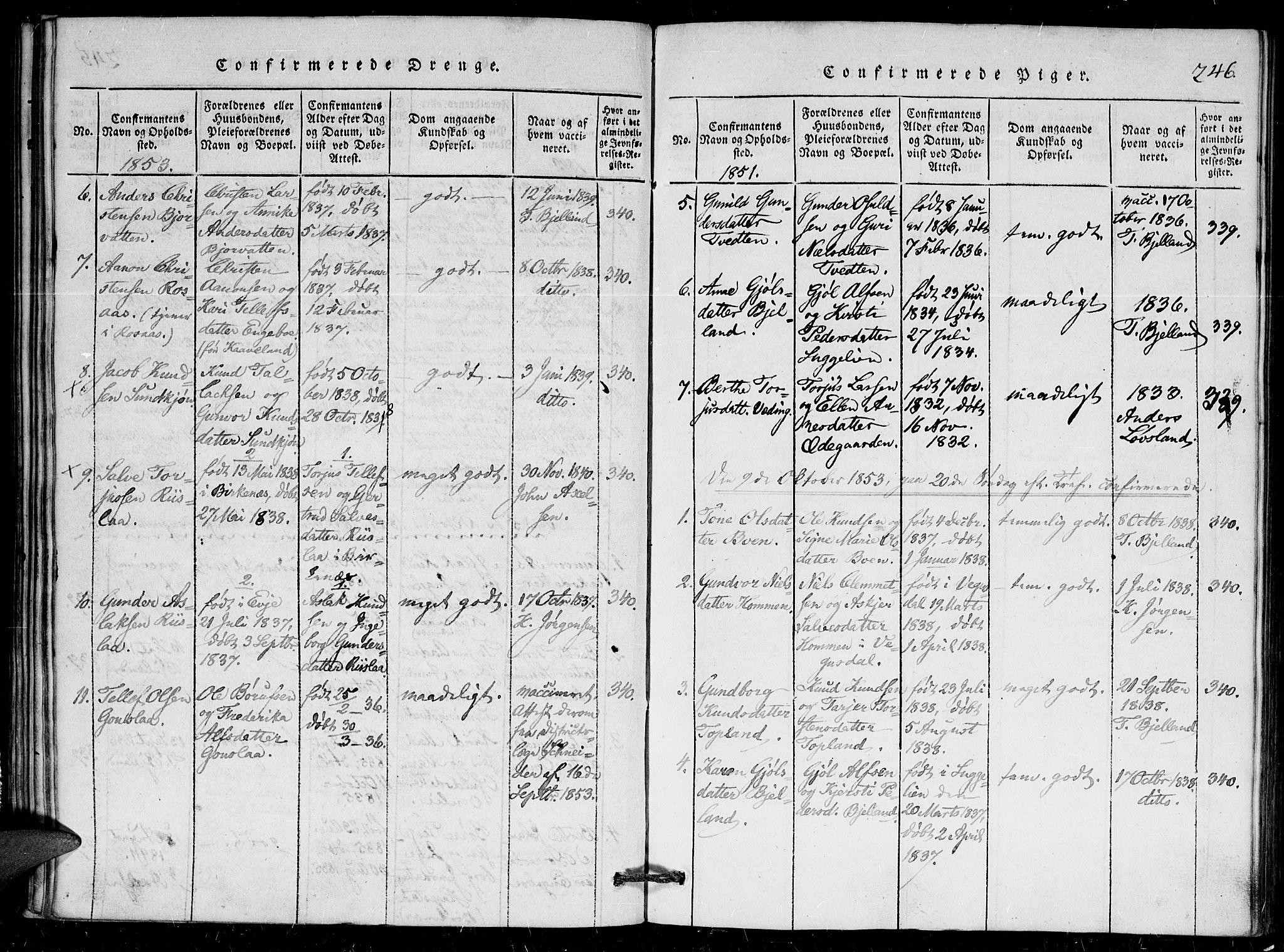 Herefoss sokneprestkontor, AV/SAK-1111-0019/F/Fa/Faa/L0001: Parish register (official) no. A 1, 1816-1860, p. 246