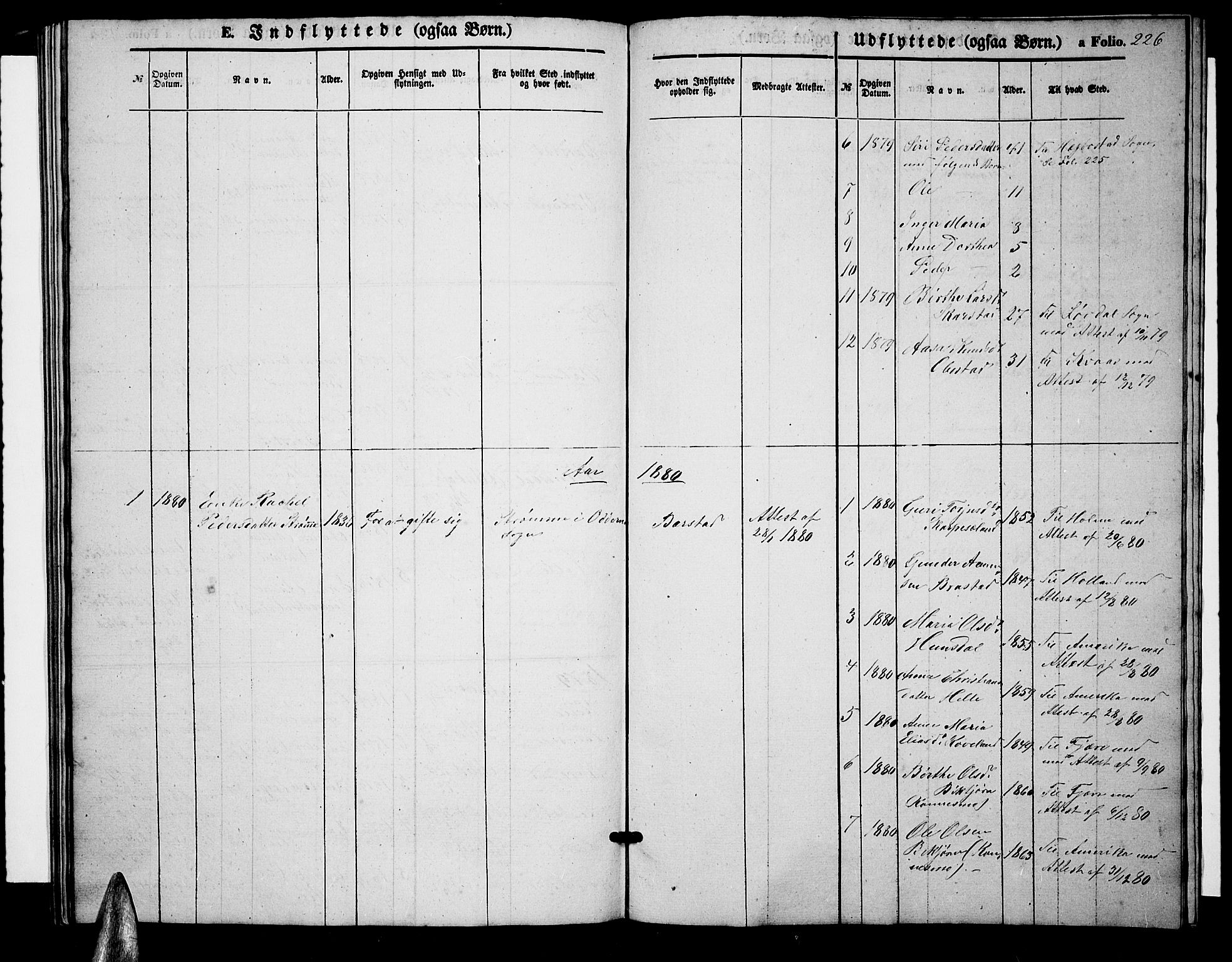 Nord-Audnedal sokneprestkontor, AV/SAK-1111-0032/F/Fb/Fba/L0002: Parish register (copy) no. B 2, 1856-1882, p. 226