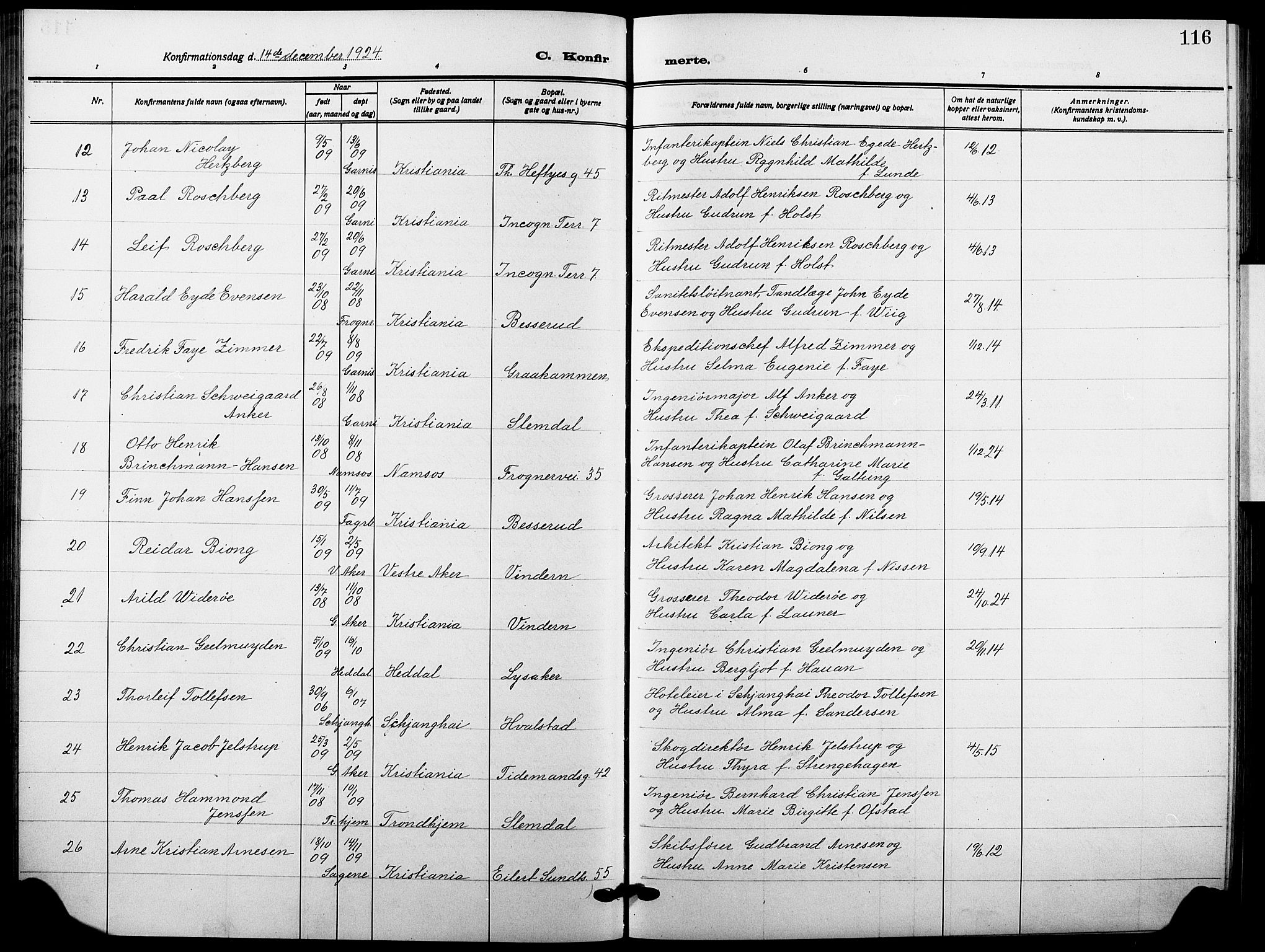 Garnisonsmenigheten Kirkebøker, AV/SAO-A-10846/F/Fa/L0016: Parish register (official) no. 16, 1922-1930, p. 116