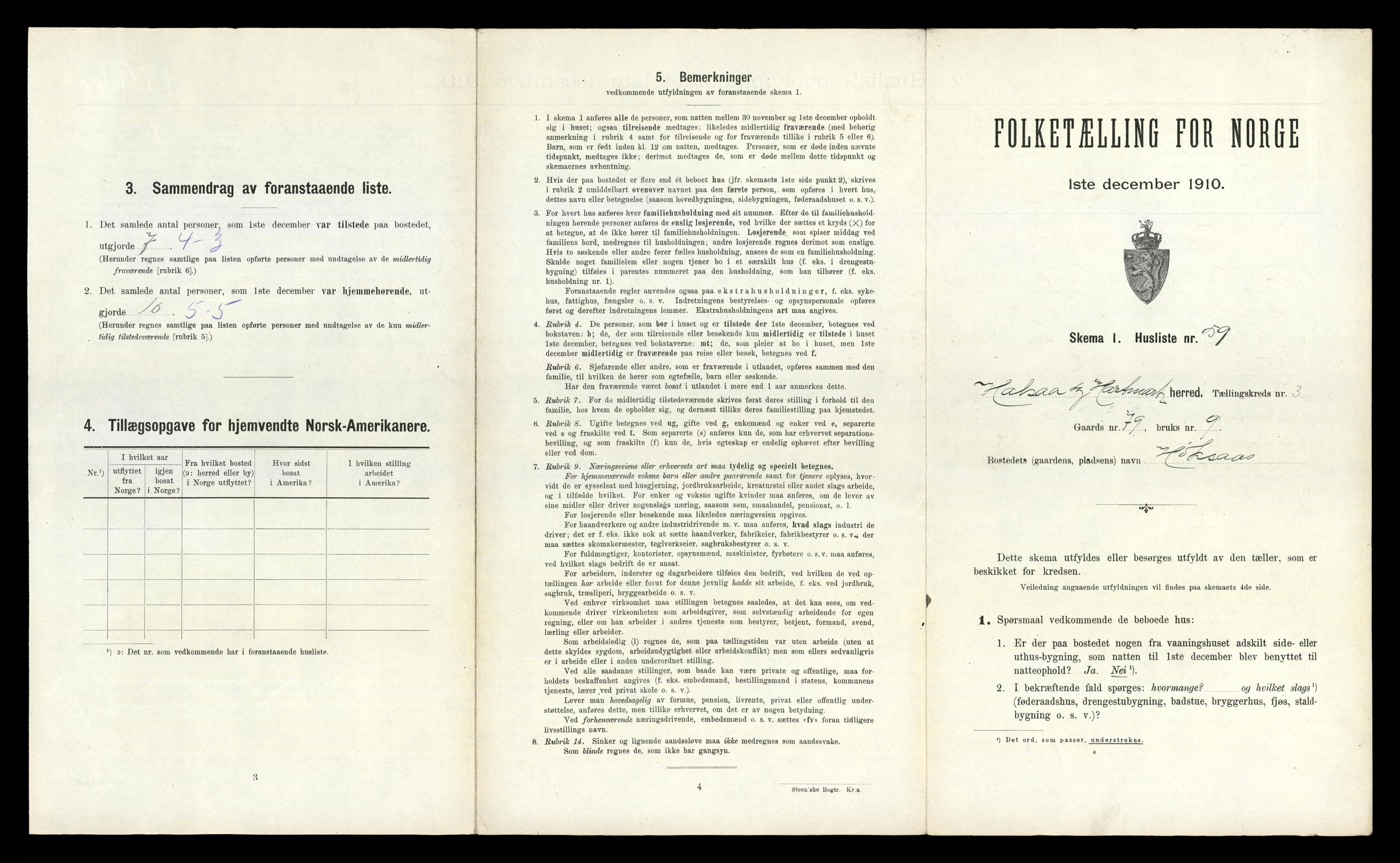 RA, 1910 census for Halse og Harkmark, 1910, p. 336