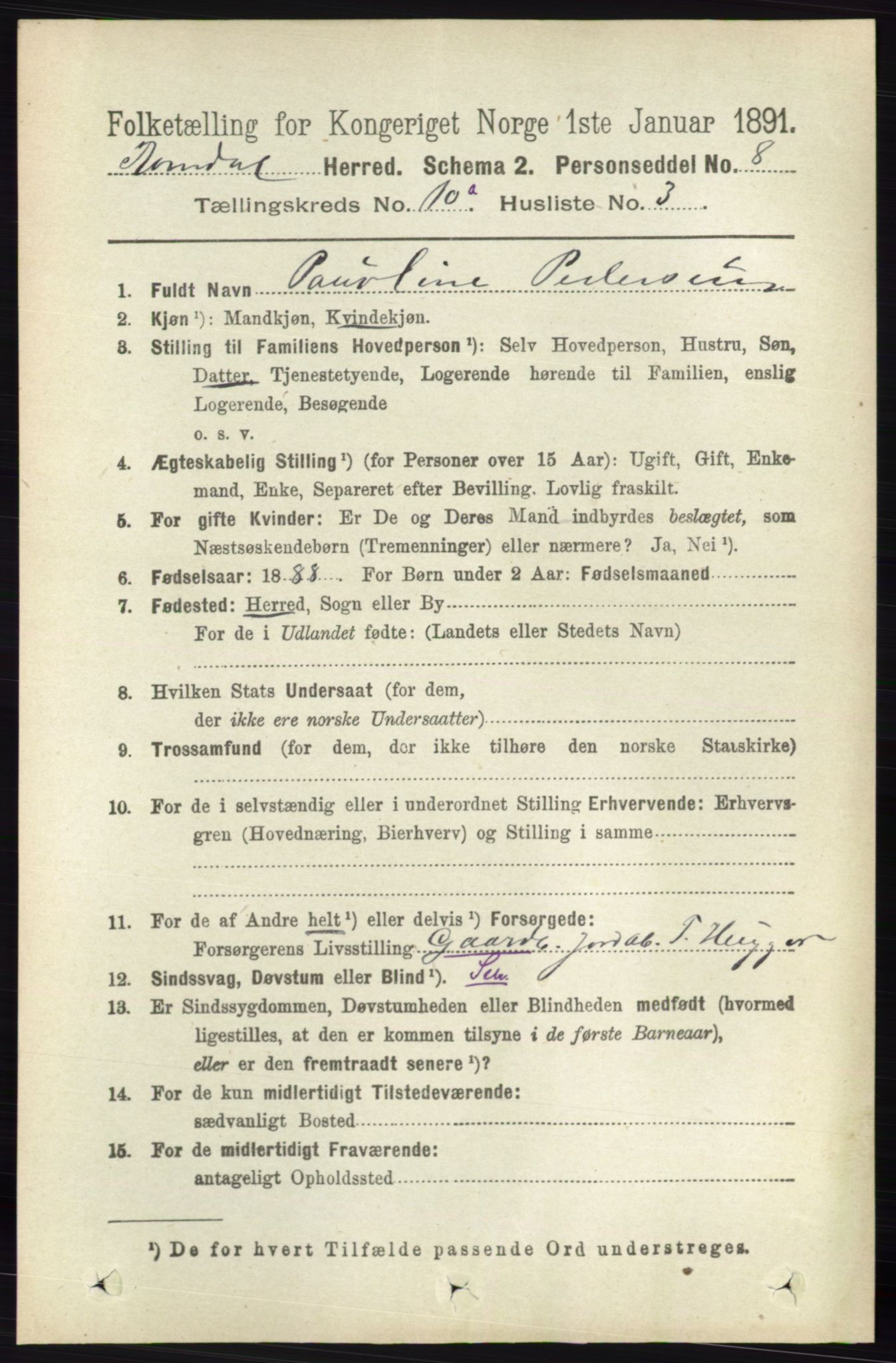 RA, 1891 census for 0416 Romedal, 1891, p. 4829