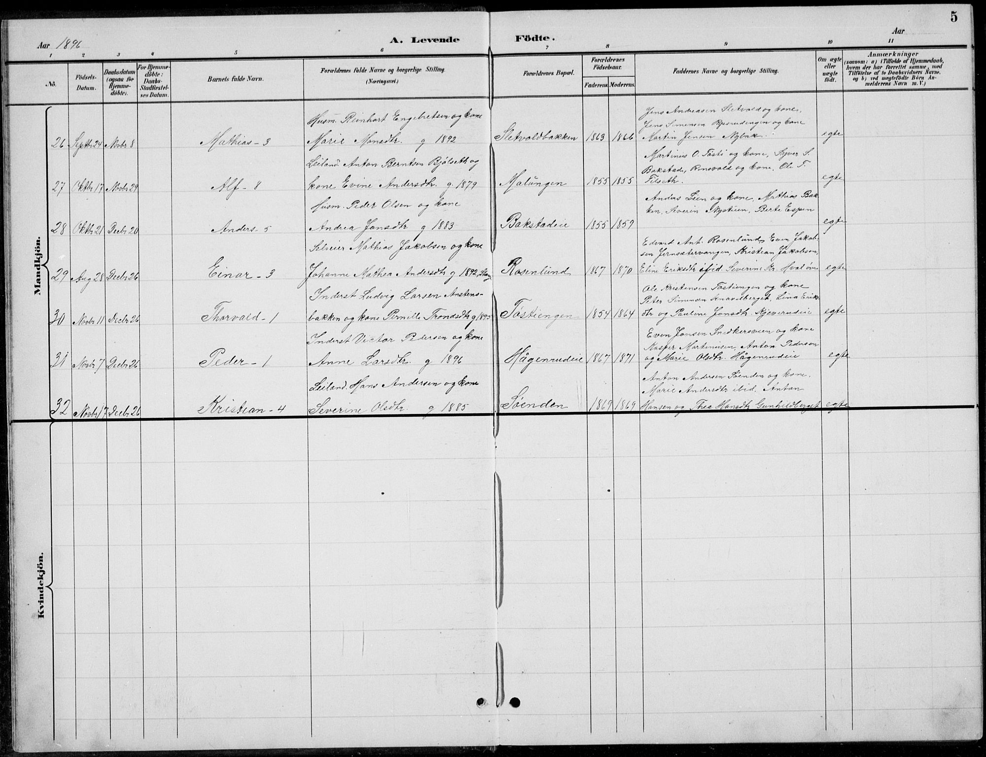 Romedal prestekontor, AV/SAH-PREST-004/L/L0013: Parish register (copy) no. 13, 1896-1937, p. 5