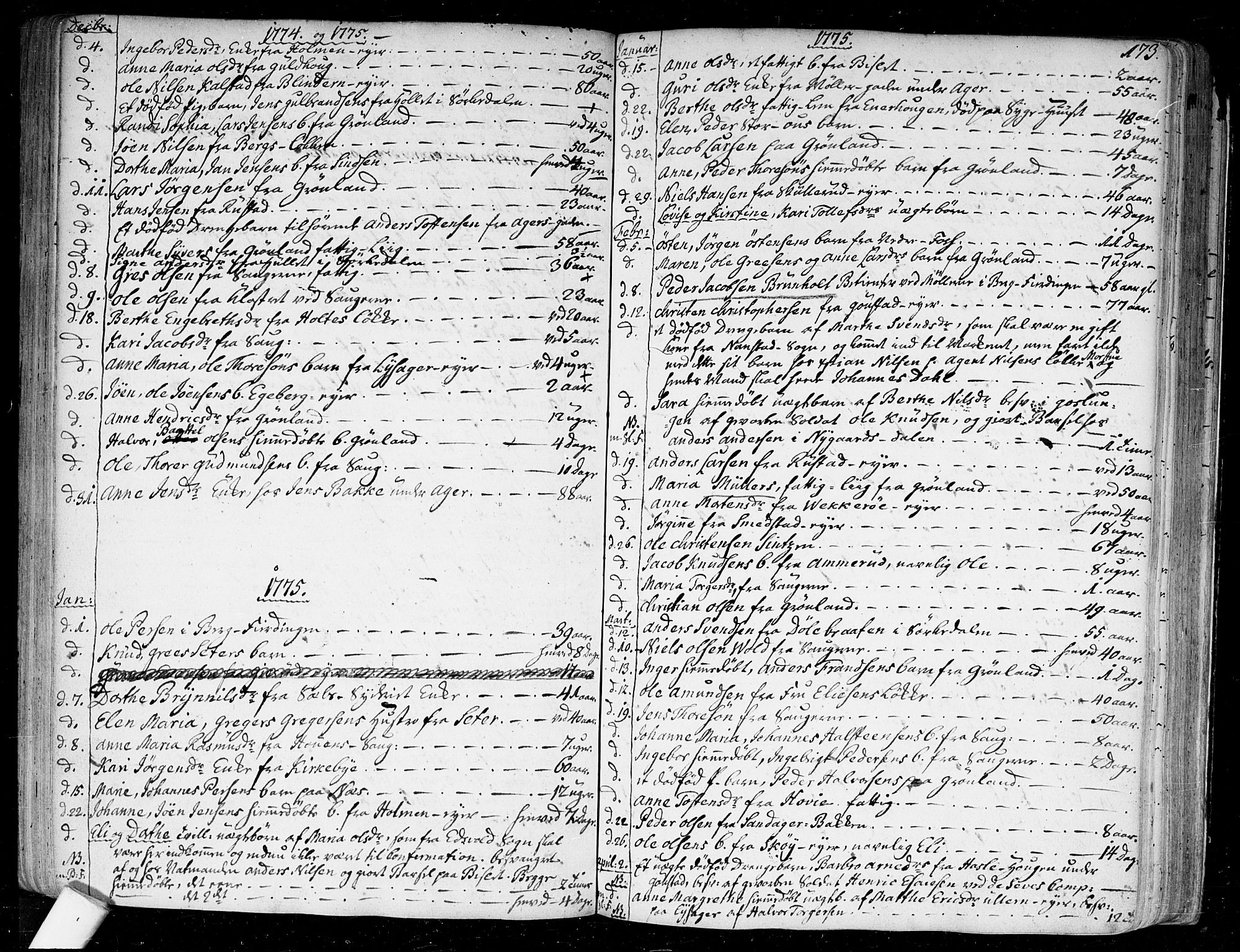 Aker prestekontor kirkebøker, AV/SAO-A-10861/F/L0009: Parish register (official) no. 9, 1765-1785, p. 173