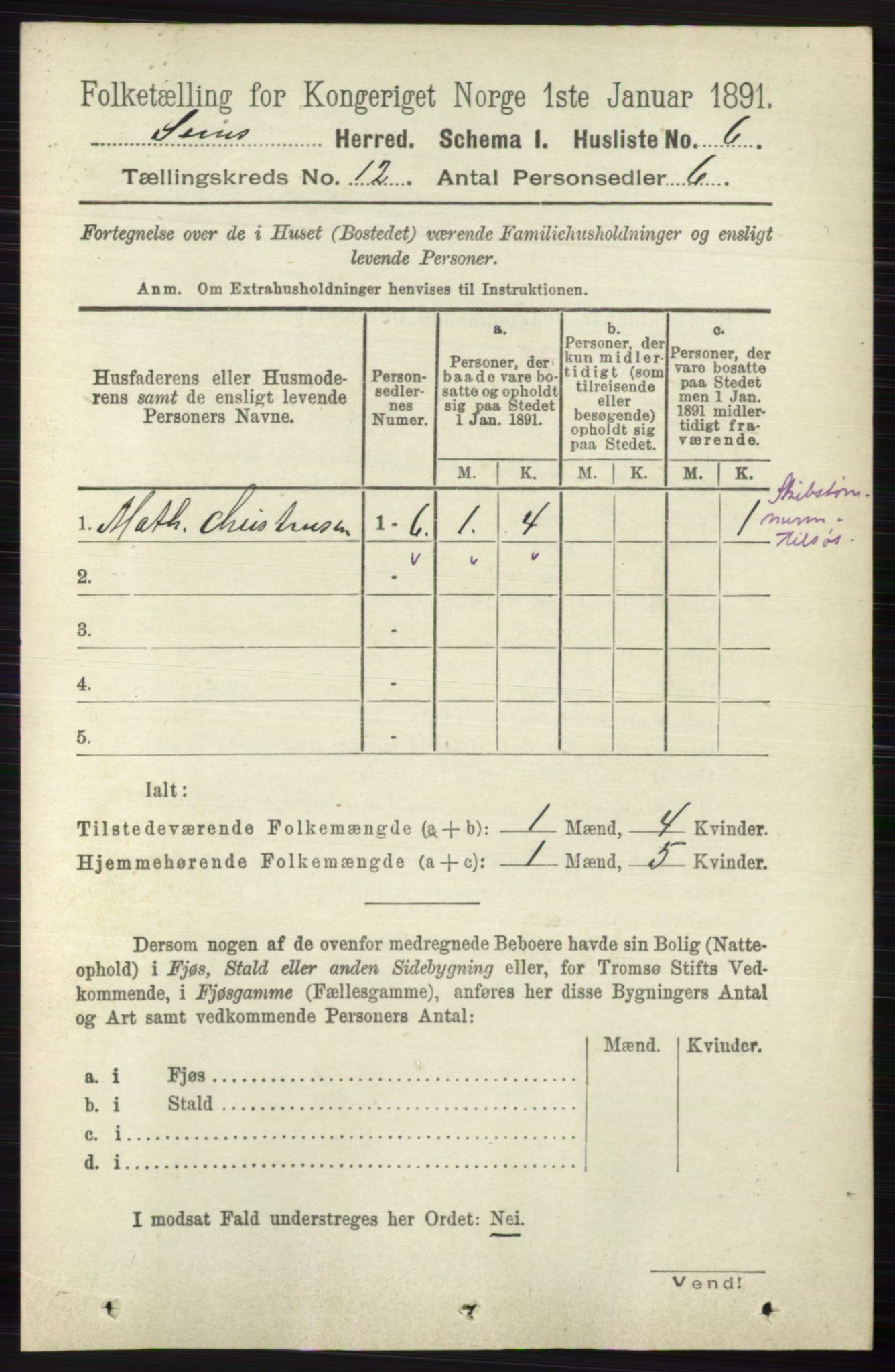 RA, 1891 census for 0721 Sem, 1891, p. 5673