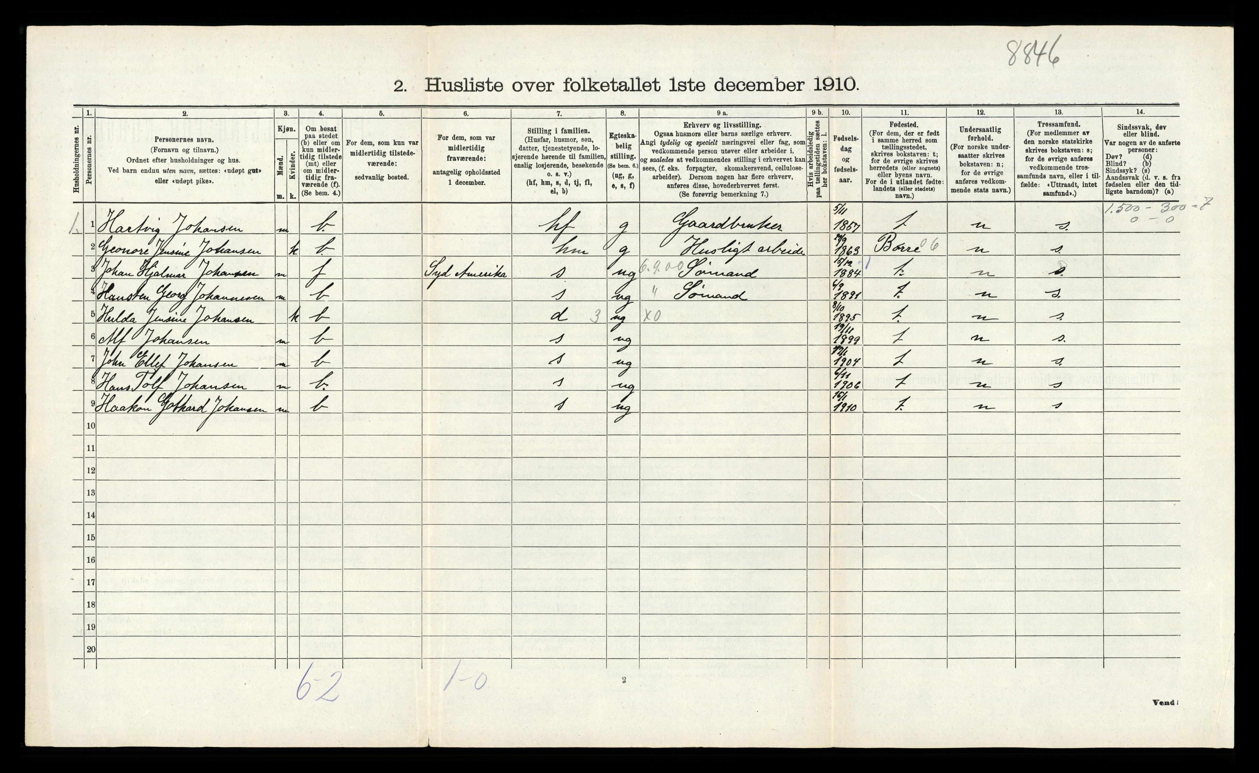 RA, 1910 census for Sem, 1910, p. 1227