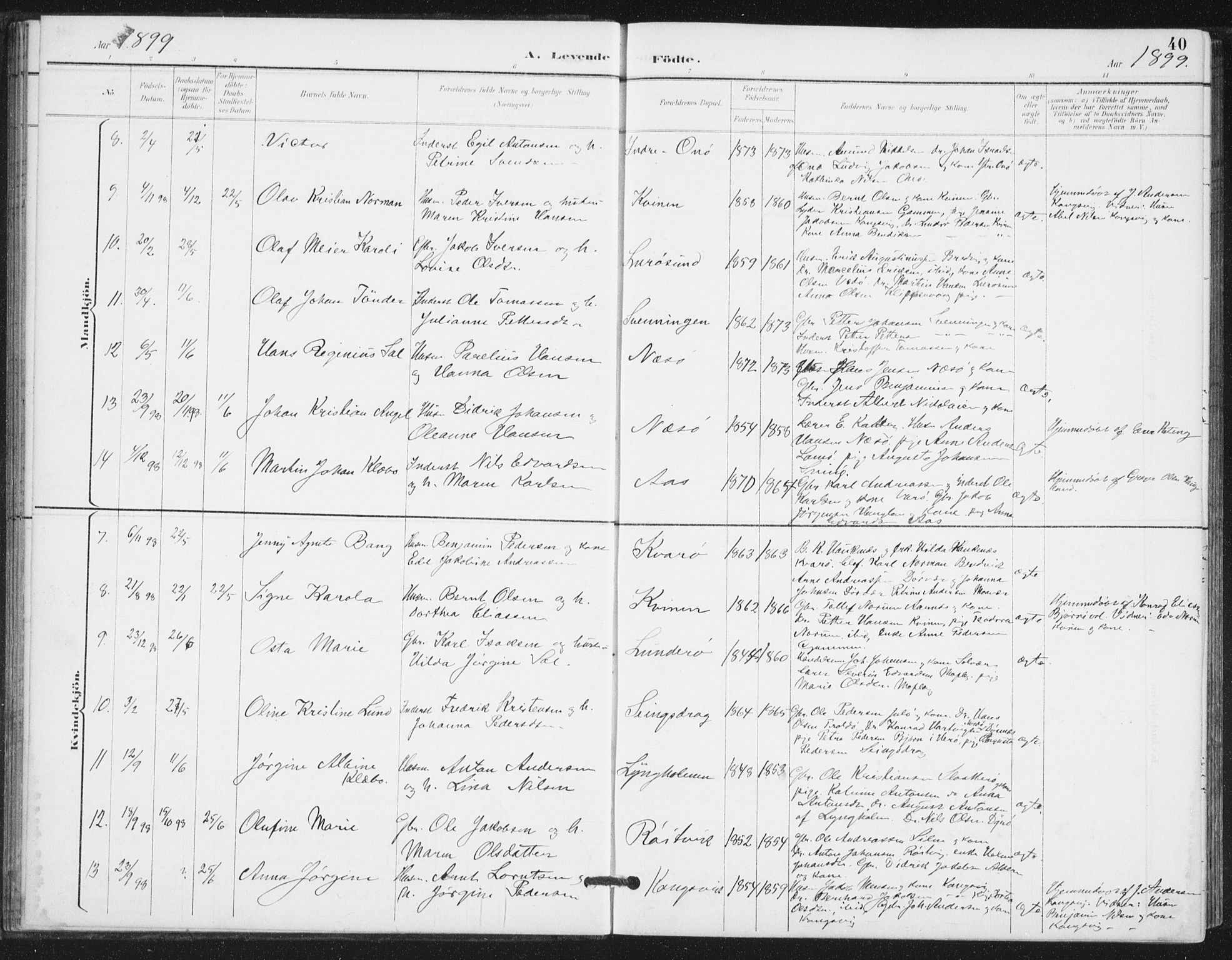 Ministerialprotokoller, klokkerbøker og fødselsregistre - Nordland, AV/SAT-A-1459/839/L0573: Parish register (copy) no. 839C03, 1892-1917, p. 40