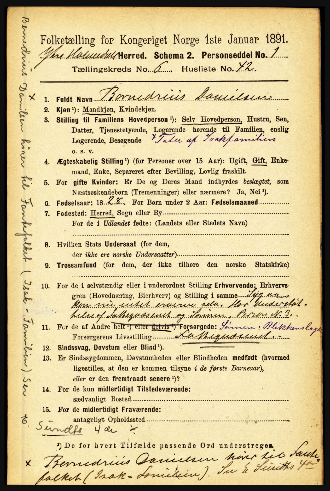 RA, 1891 census for 1429 Ytre Holmedal, 1891, p. 1559