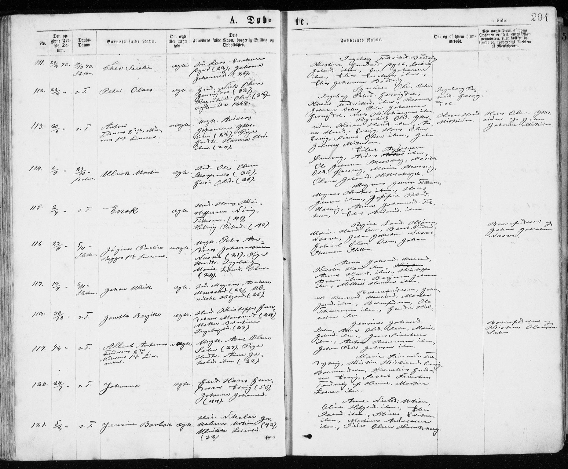 Ministerialprotokoller, klokkerbøker og fødselsregistre - Sør-Trøndelag, SAT/A-1456/640/L0576: Parish register (official) no. 640A01, 1846-1876, p. 204