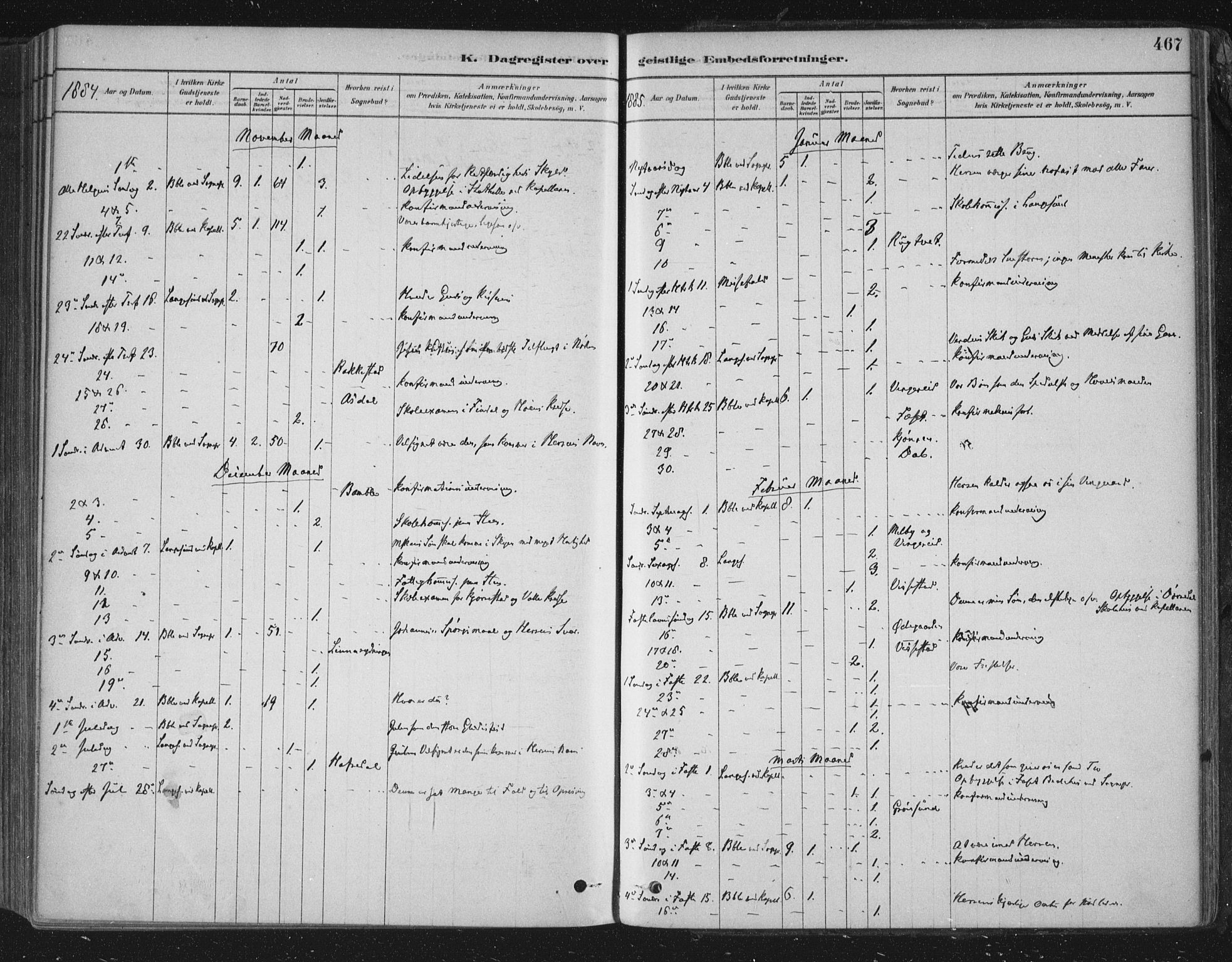 Bamble kirkebøker, SAKO/A-253/F/Fa/L0007: Parish register (official) no. I 7, 1878-1888, p. 467
