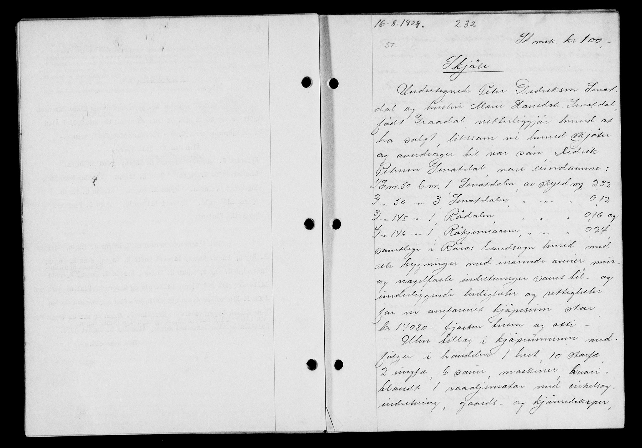 Gauldal sorenskriveri, AV/SAT-A-0014/1/2/2C/L0038: Mortgage book no. 39, 1929-1930, Deed date: 16.08.1929