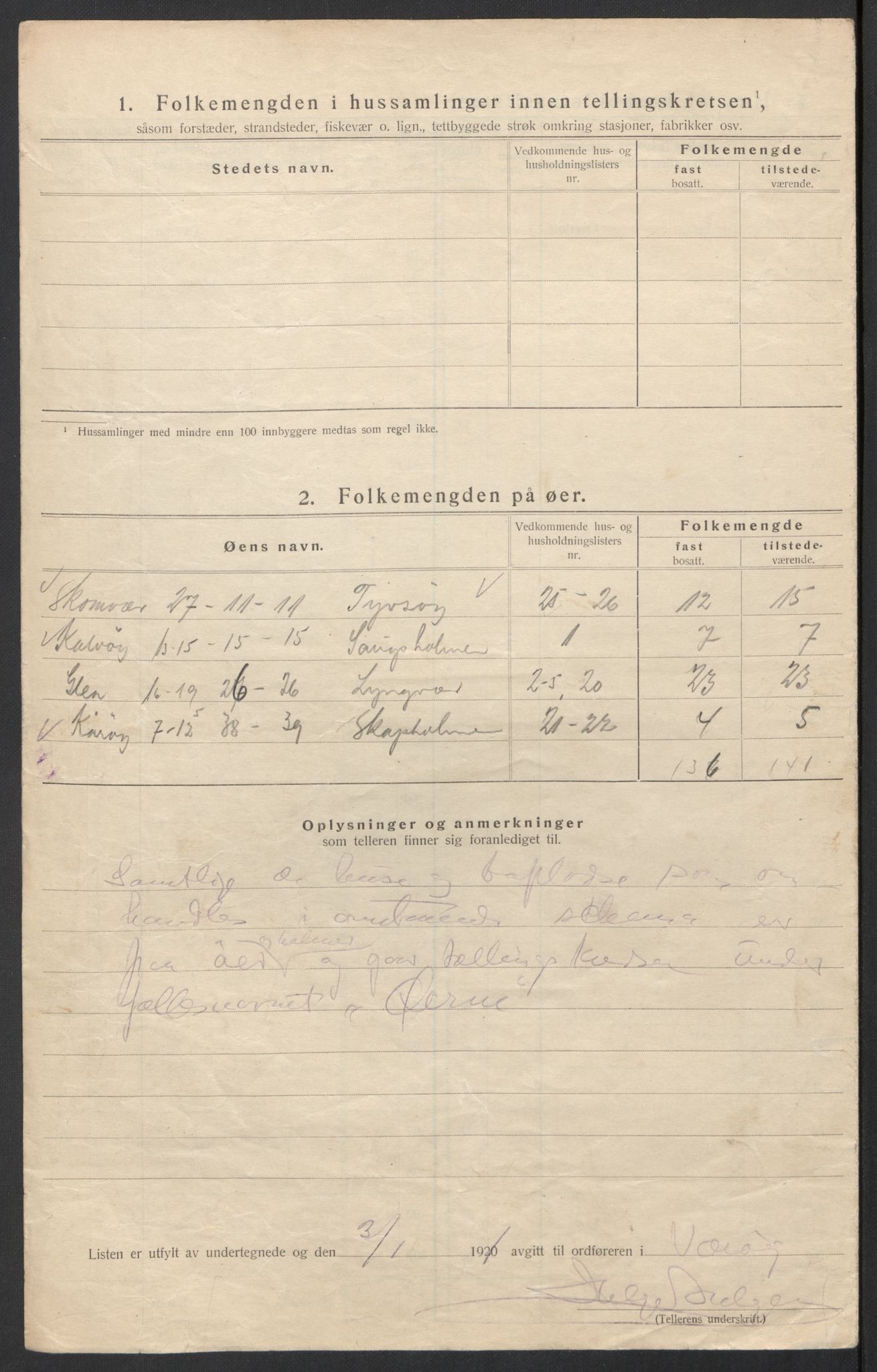 SAT, 1920 census for Værøy, 1920, p. 26