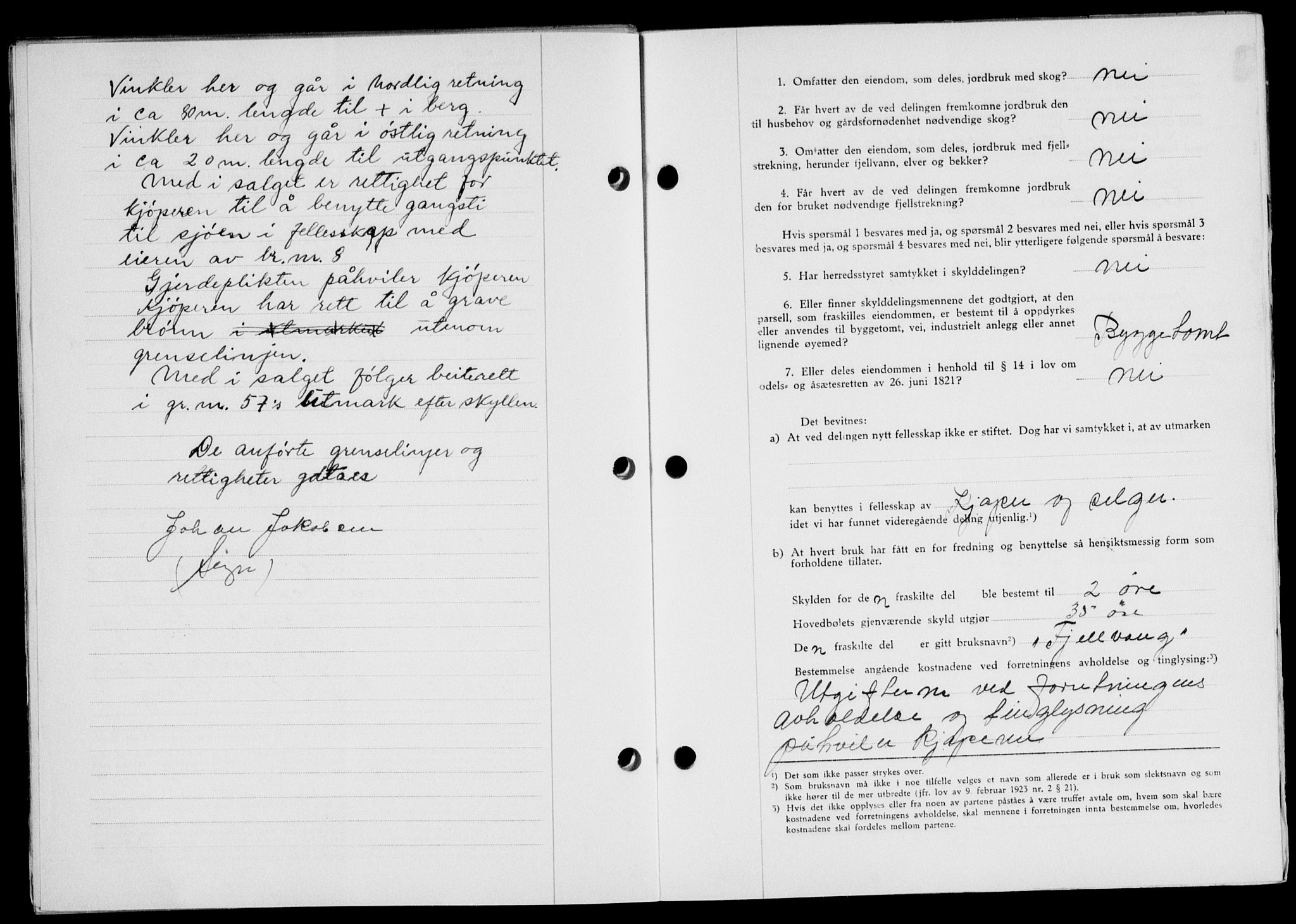 Lofoten sorenskriveri, SAT/A-0017/1/2/2C/L0014a: Mortgage book no. 14a, 1946-1946, Diary no: : 975/1946
