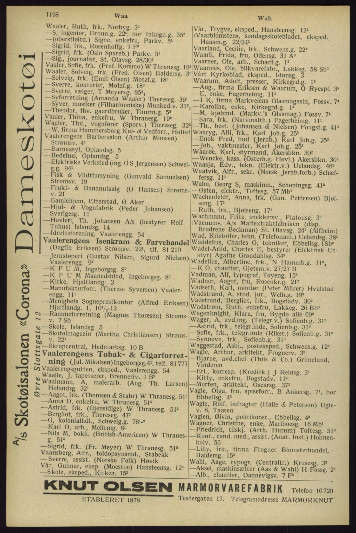 Kristiania/Oslo adressebok, PUBL/-, 1929, p. 1198