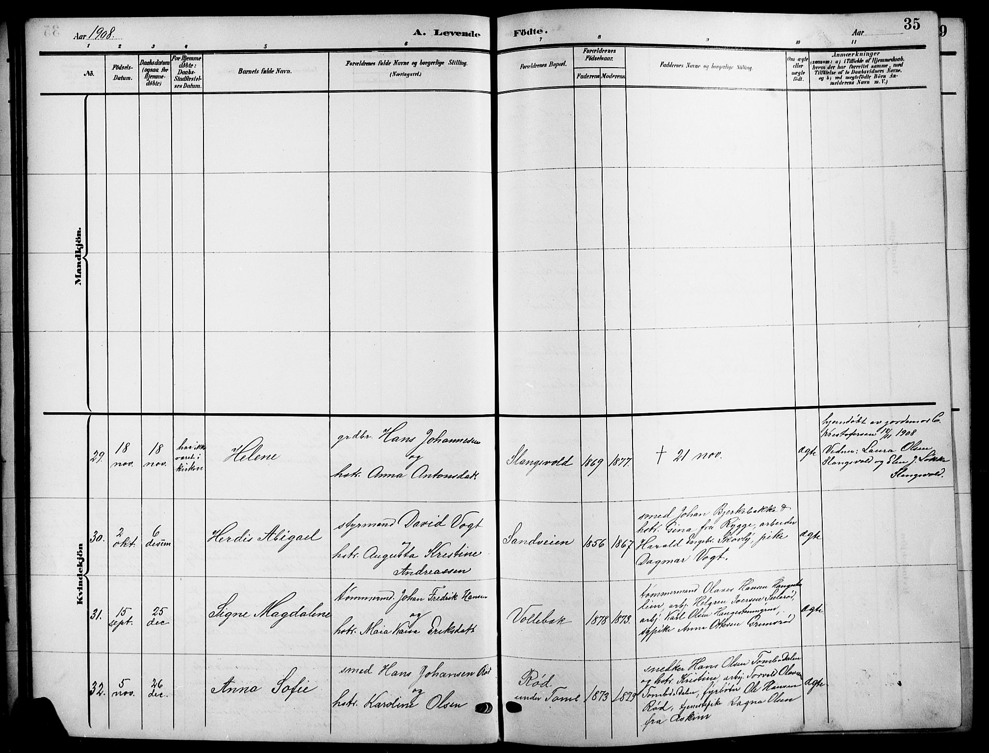 Råde prestekontor kirkebøker, AV/SAO-A-2009/G/Ga/L0001: Parish register (copy) no. 1, 1903-1925, p. 35